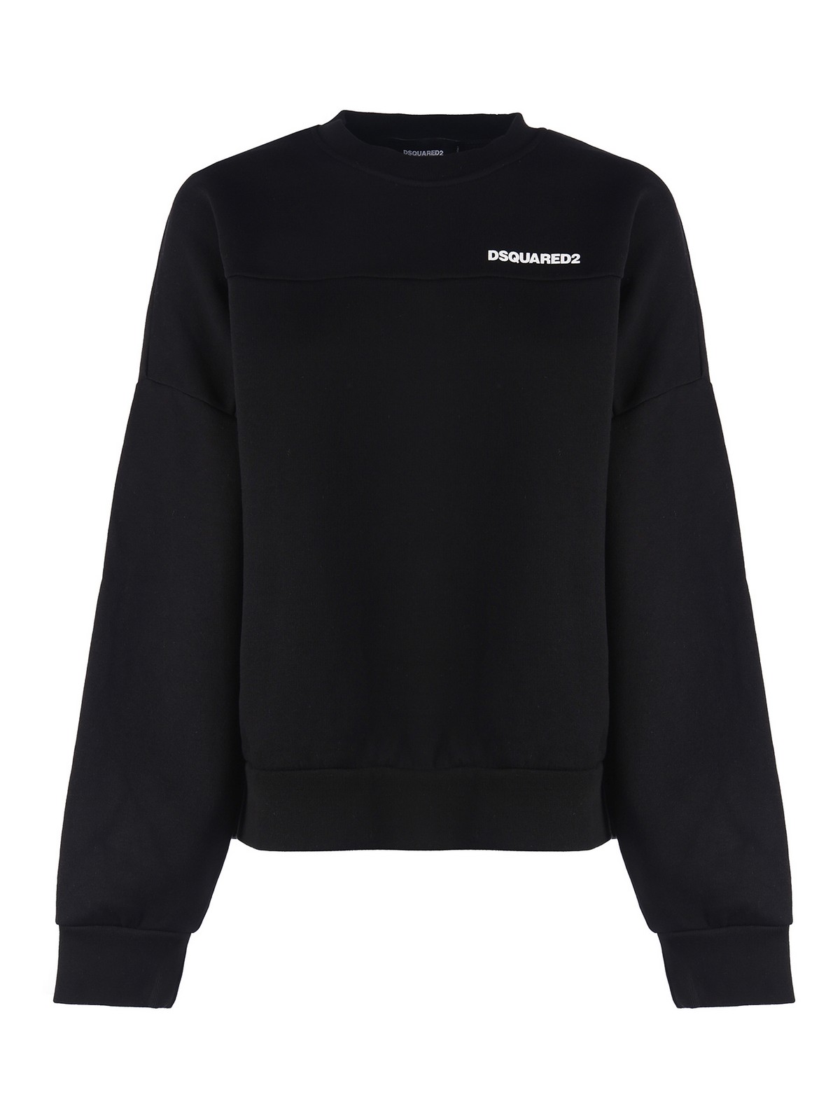 Dsquared2 Cotton Round-neck Sweatshirt With Logo In Black