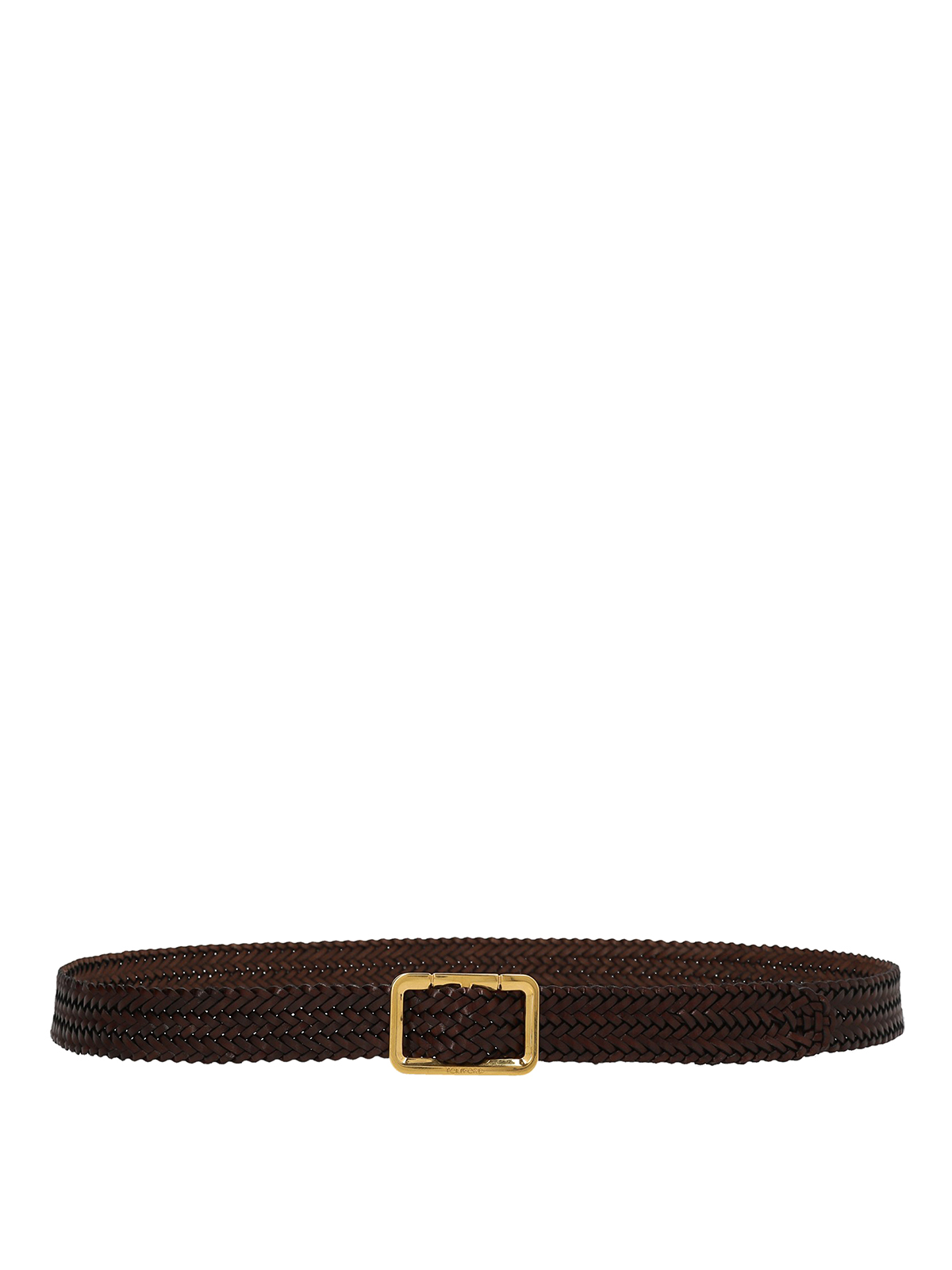 Tom Ford Logo Braided Leather Belt In Brown