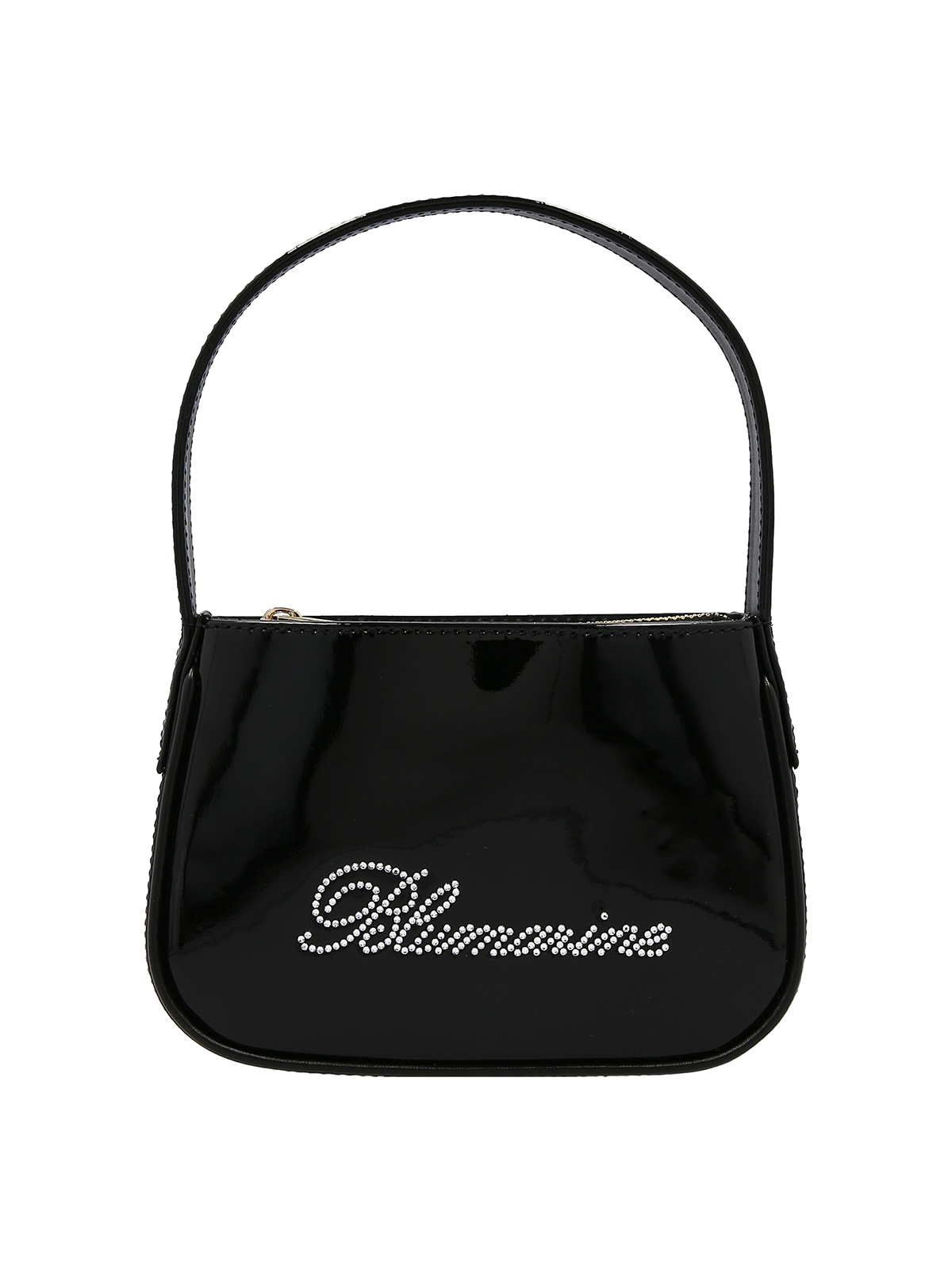 Blumarine Logo Print Leather Handbag In Black