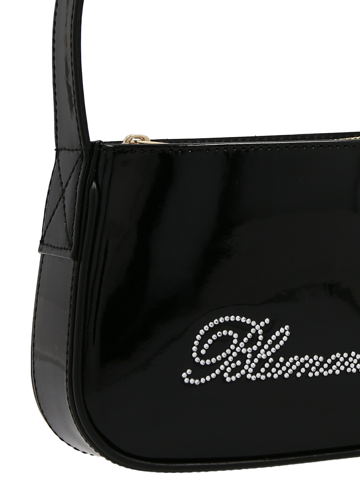 Shop Blumarine Sequin Logo Handbag In Black