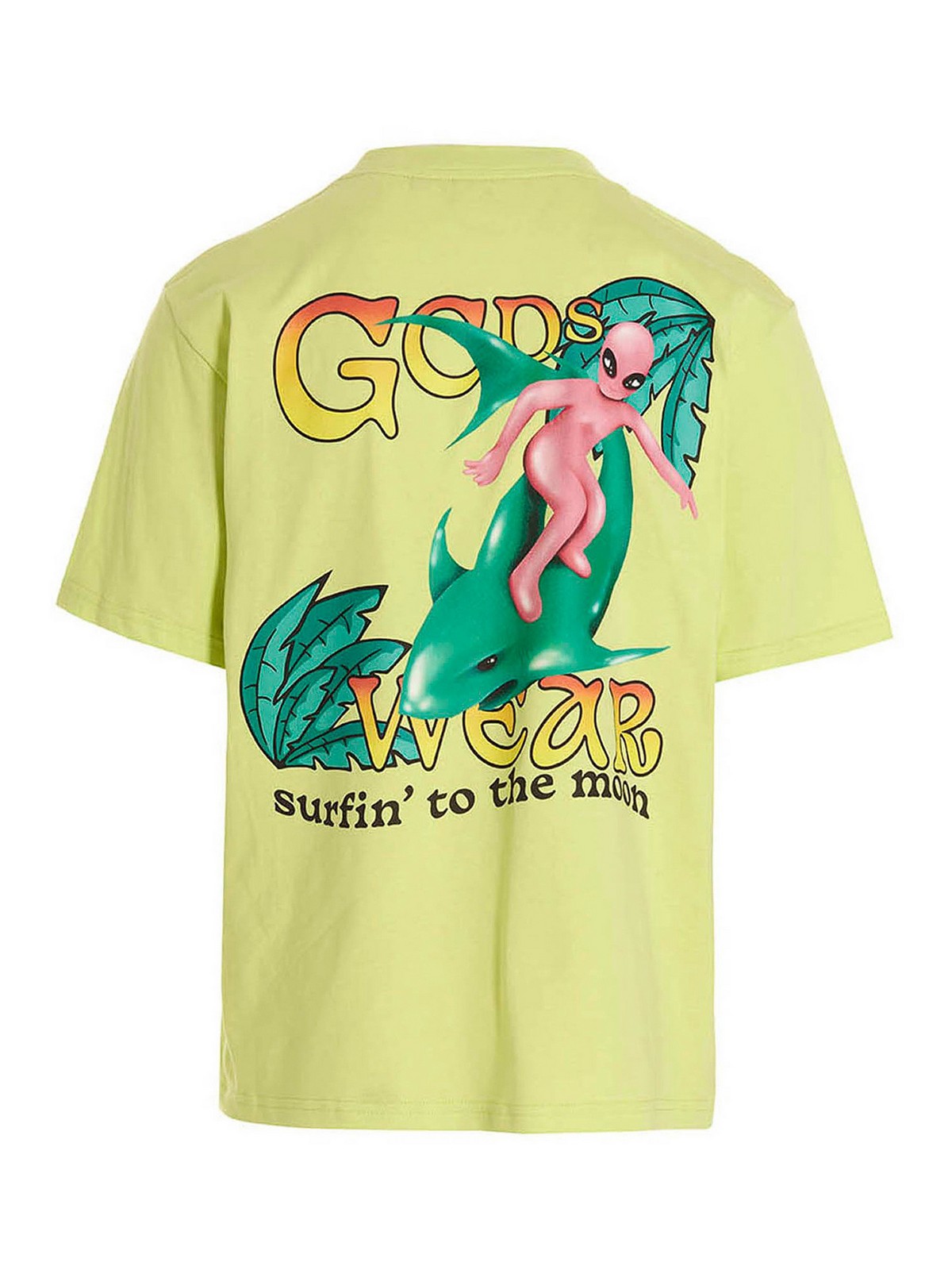 Shop Gcds T-shirt Surfing Weirdo In Green