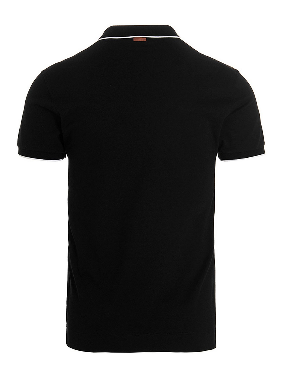 Shop Zegna Embroidered Logo Polo Shirt In Black