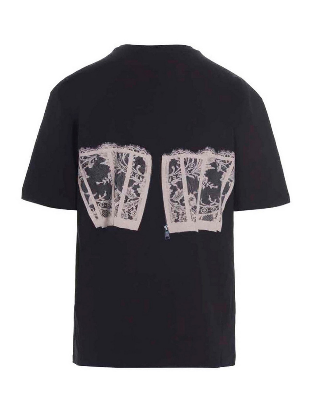 Shop Alexander Mcqueen Corset T-shirt In Negro
