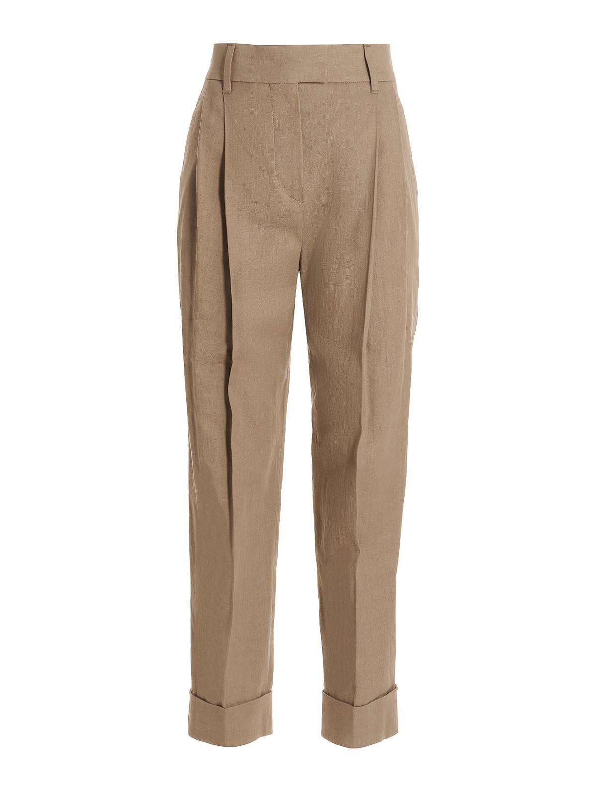 Brunello Cucinelli Linen Blend Trousers In Beige