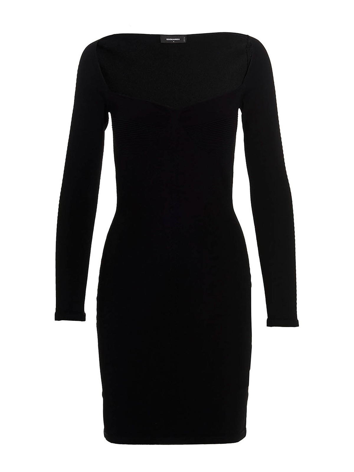 Dsquared2 Ribbed Viscose Dress In Negro