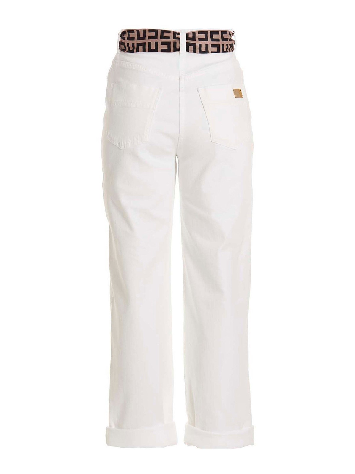 Shop Elisabetta Franchi Logo Scarf Jeans In White