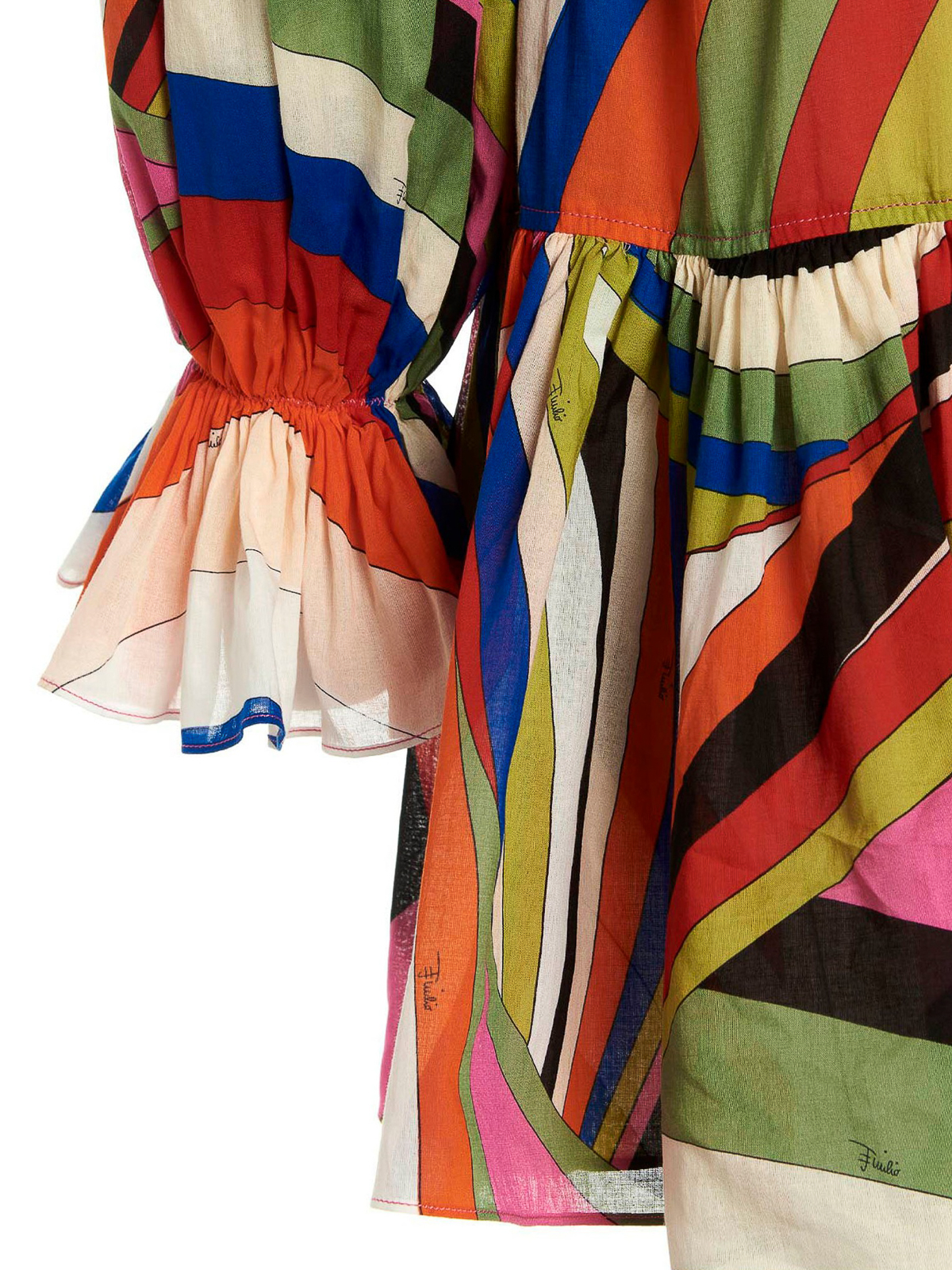 Shop Emilio Pucci Flounced Print Dress In Multicolour