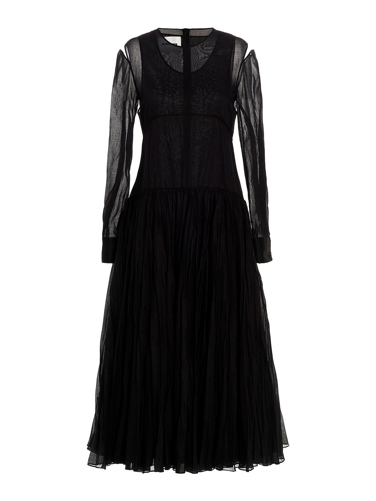 Shop Jil Sander Pleated Skirt Dress In Negro