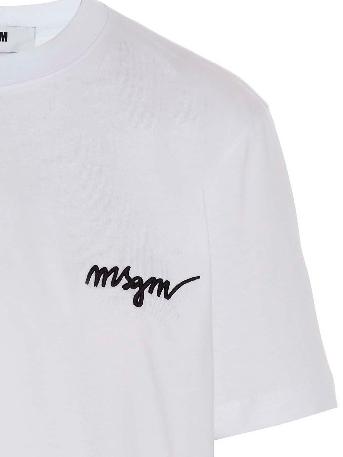 Shop Msgm Logo Embroidery T-shirt In White