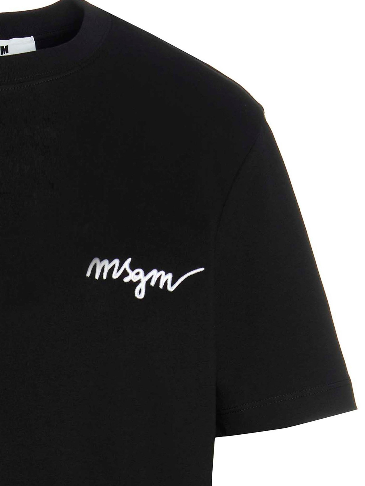 Shop Msgm Logo Embroidery T-shirt In Black
