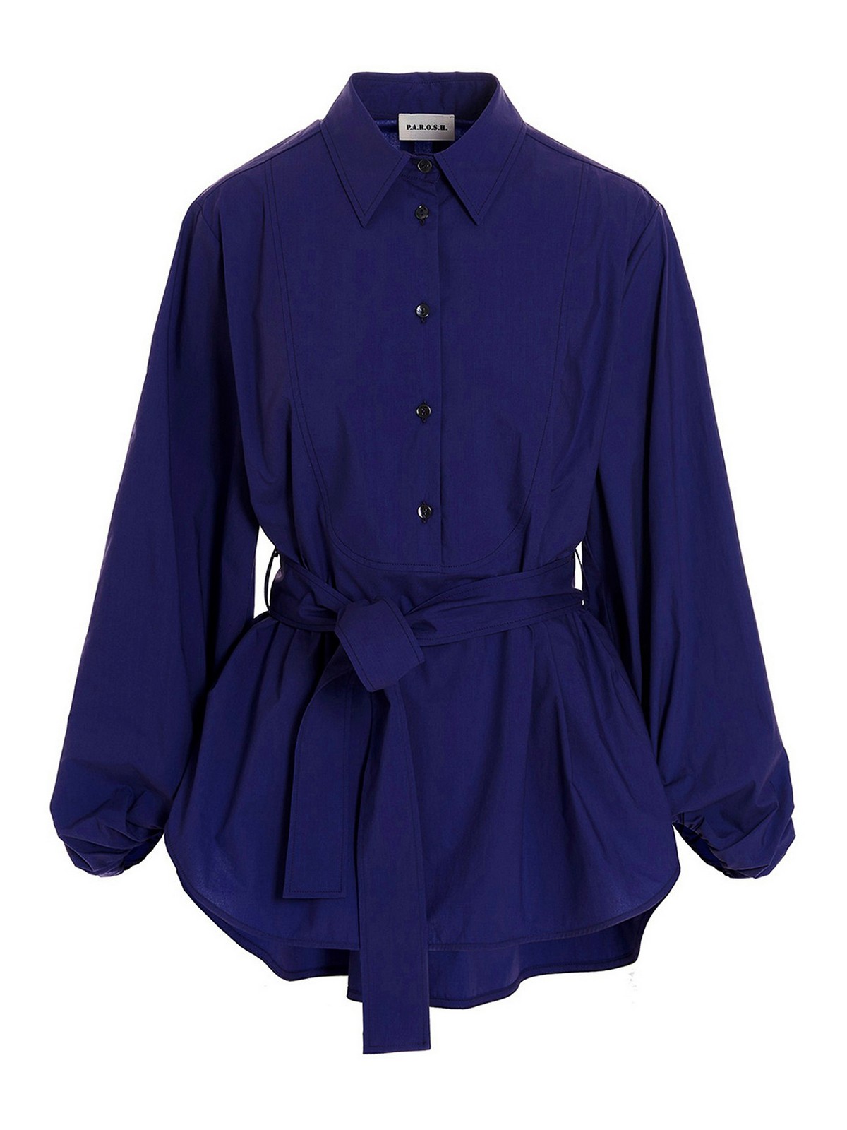 Shop P.a.r.o.s.h Belted Shirt In Blue