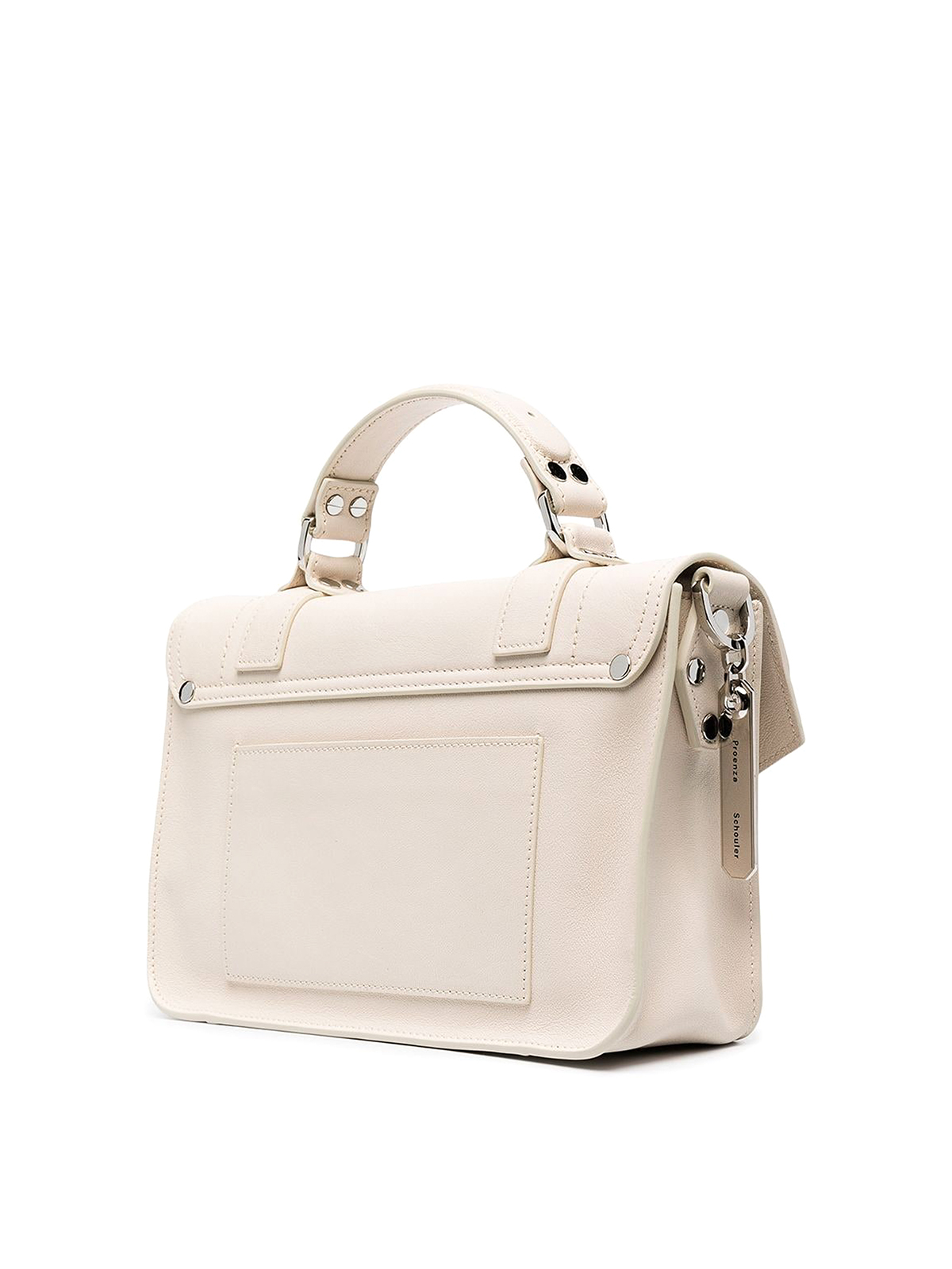 Shop Proenza Schouler Leather Flap Front Bag With Metal Tab Closure In White