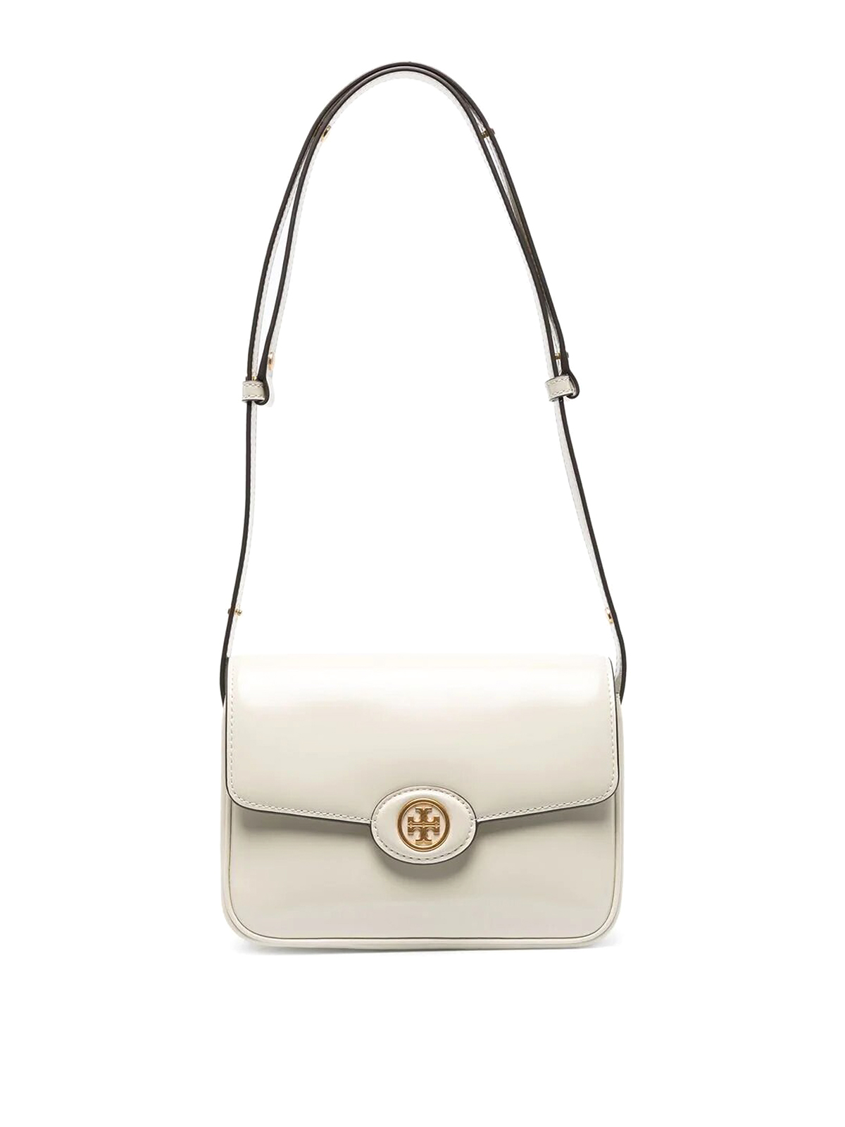 Shop Tory Burch Robinson Convertible Shoulder Strap With Logo In Blanco