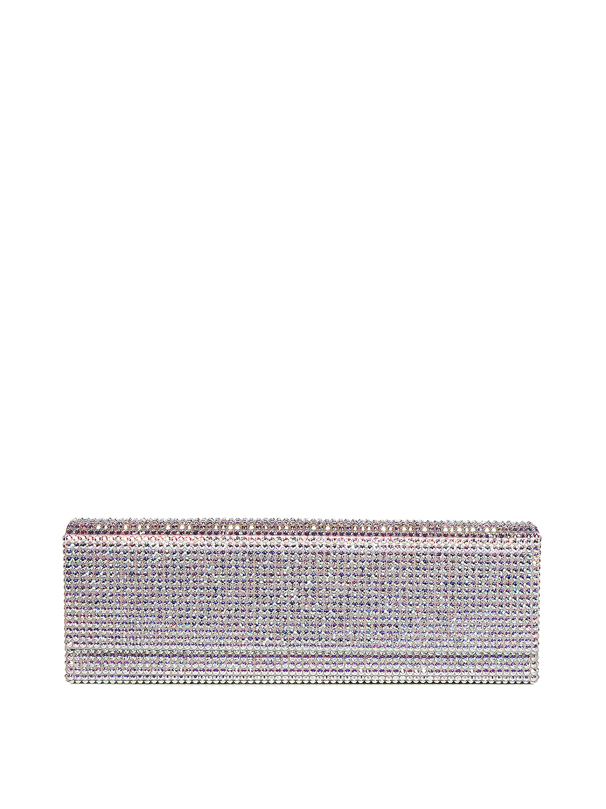 Amina Muaddi Crystal Embellished Clutch In Plata