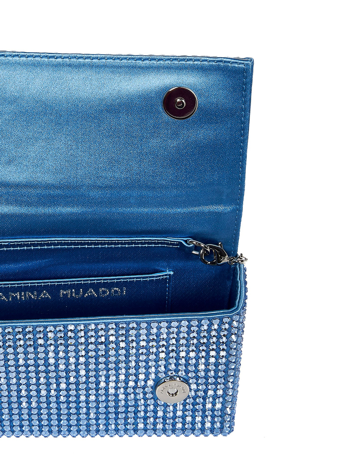 Shop Amina Muaddi Clutch With Rhinestone In Azul
