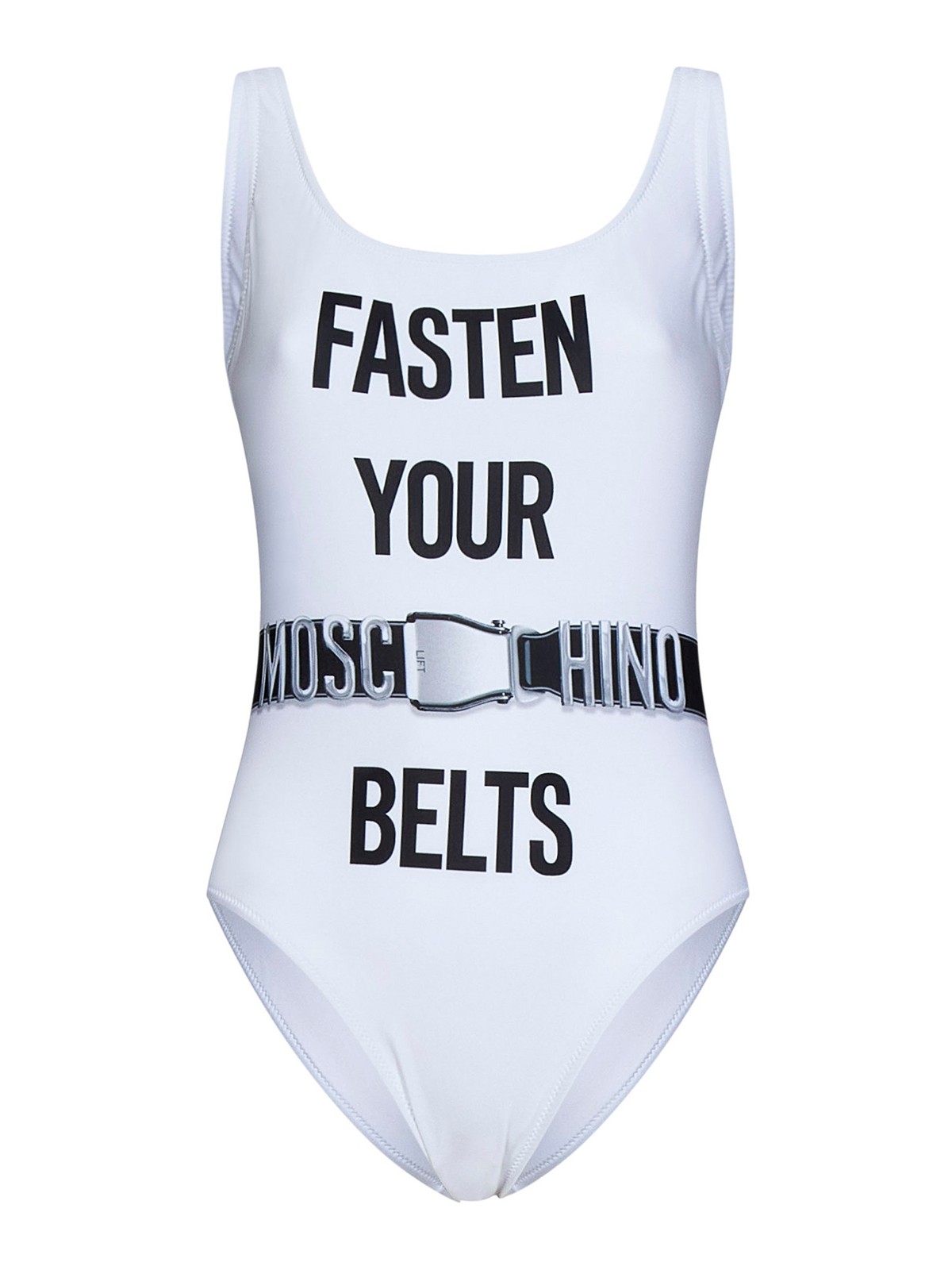 Moschino V-neck One Piece Swimsuit In White