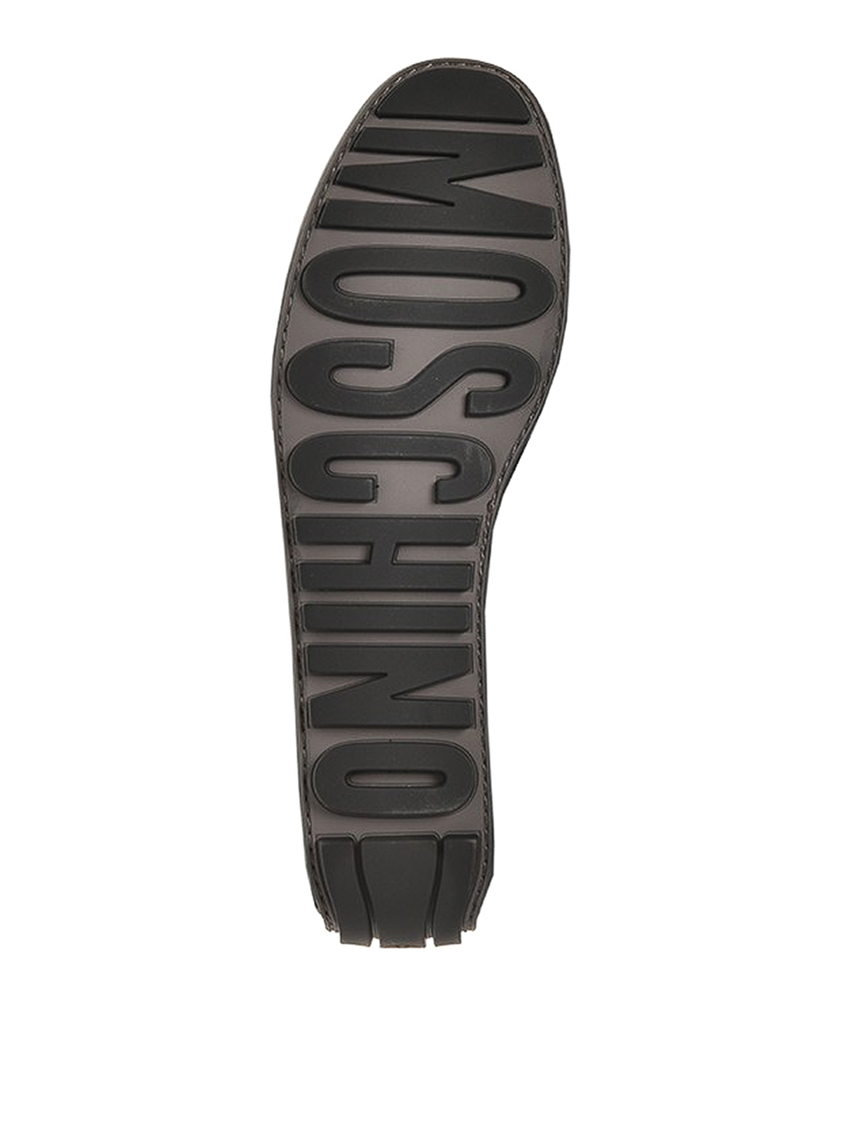 Shop Moschino Metallic Letters Loafers In Black