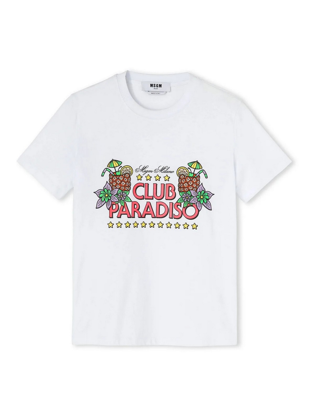 Msgm Paradise Club T-shirt In White