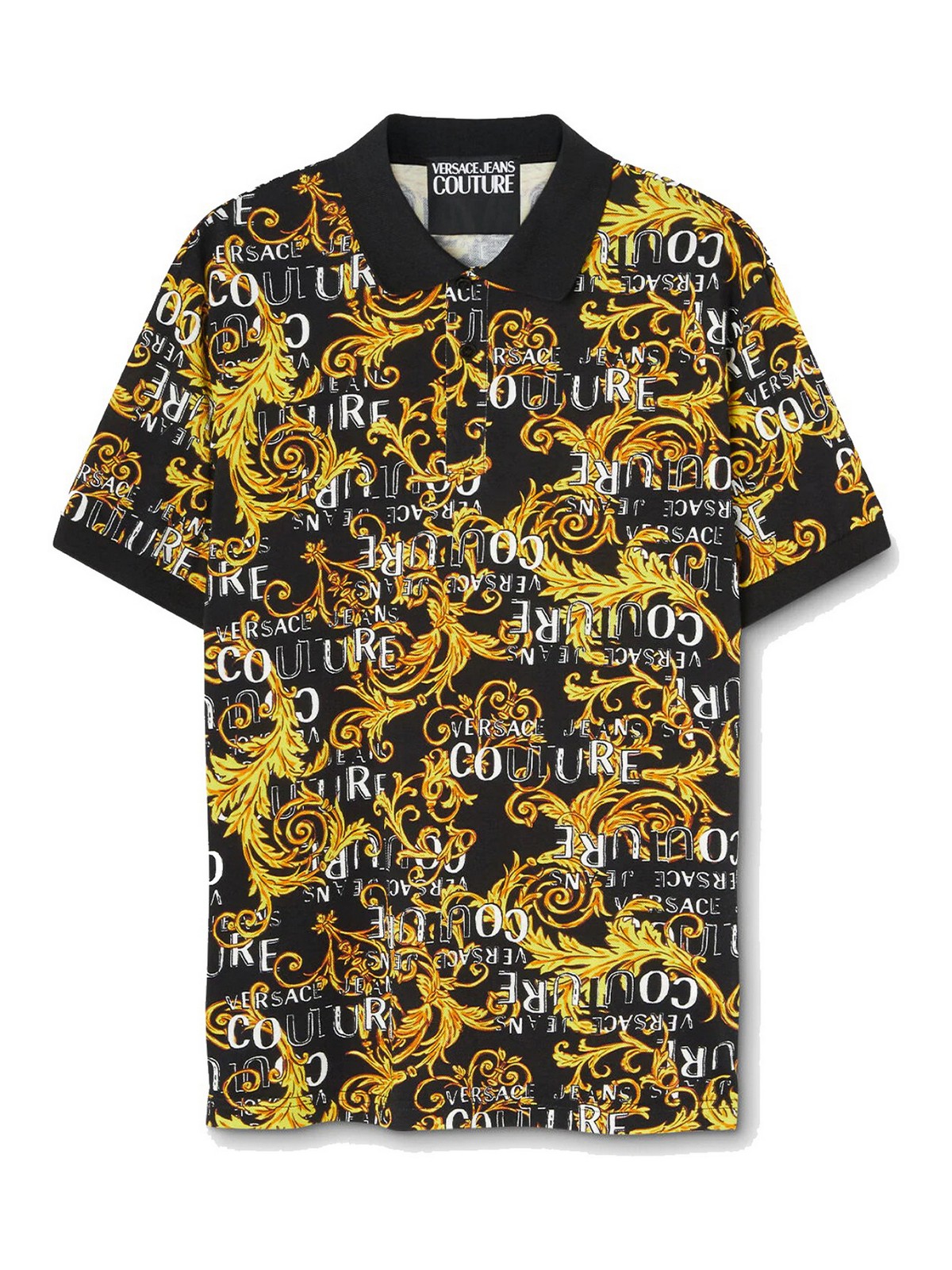 Versace Jeans Couture Baroque Polo In Black
