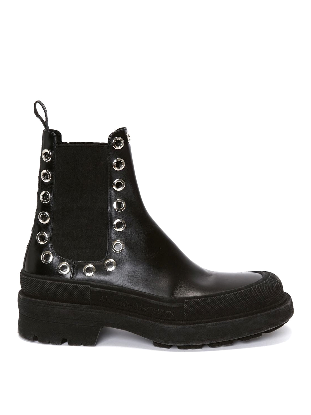 Shop Alexander Mcqueen Eyelet-detail Chelsea Boots In Black