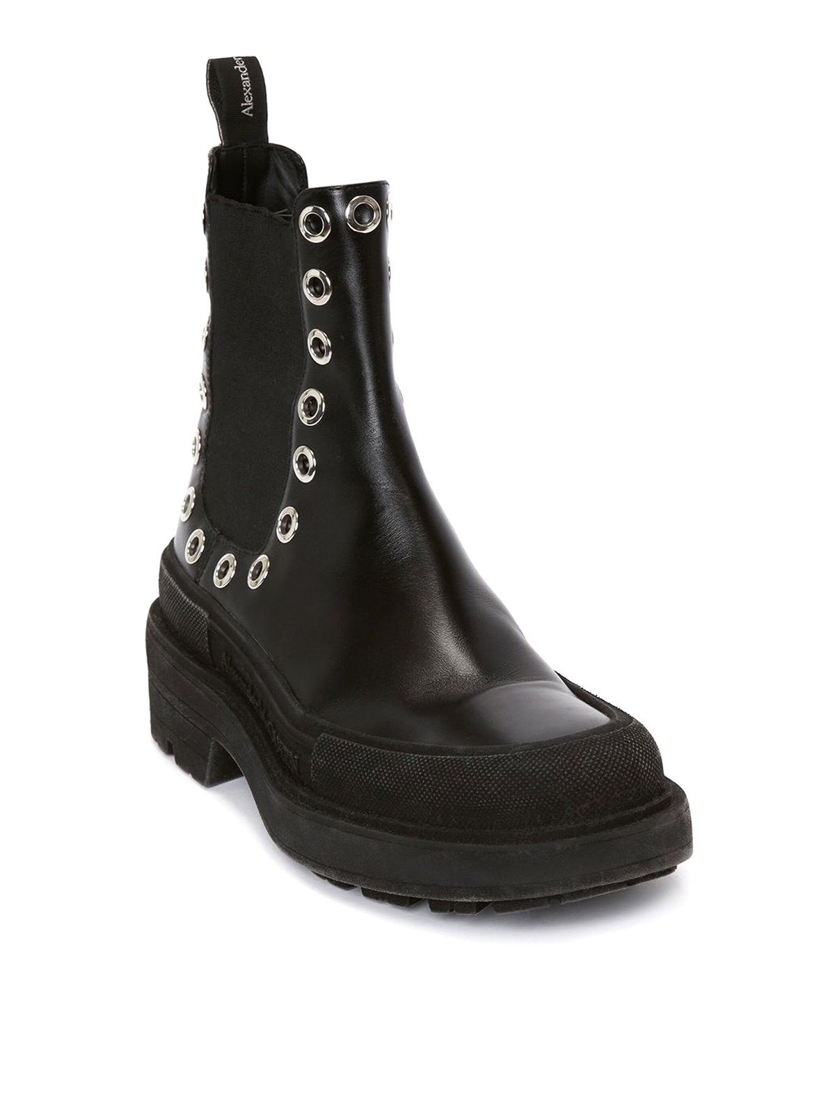 Shop Alexander Mcqueen Eyelet-detail Chelsea Boots In Black