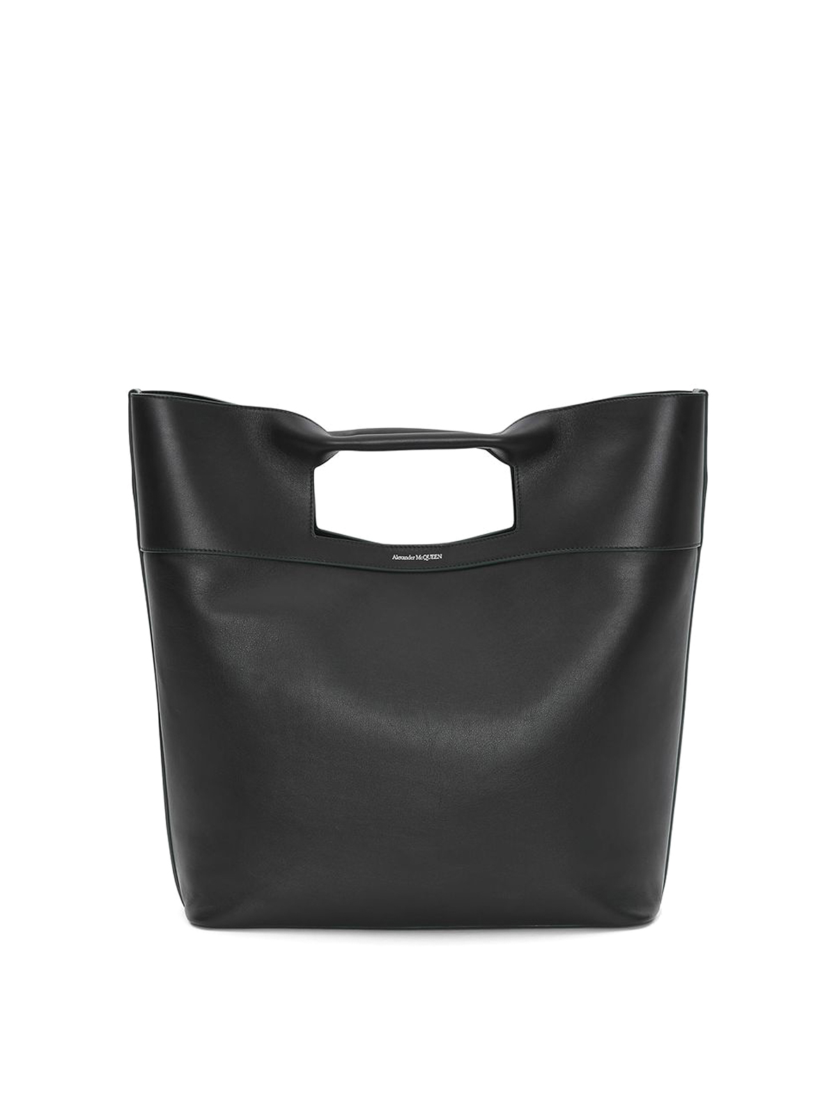 Alexander Mcqueen Leather Logo Print Tote Bag In Black