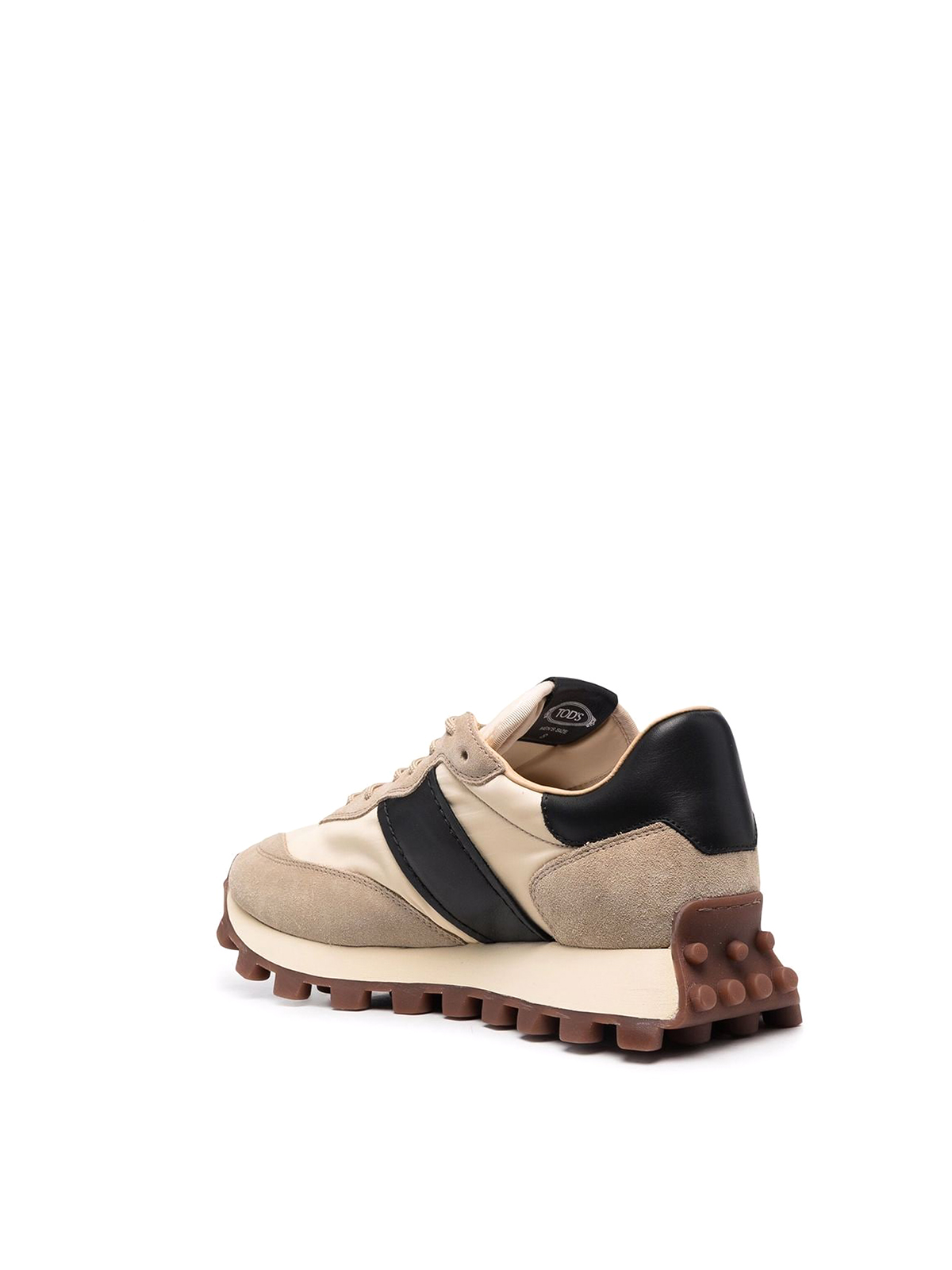 Shop Tod's Suede Panelled Low Top Sneakers In Beis