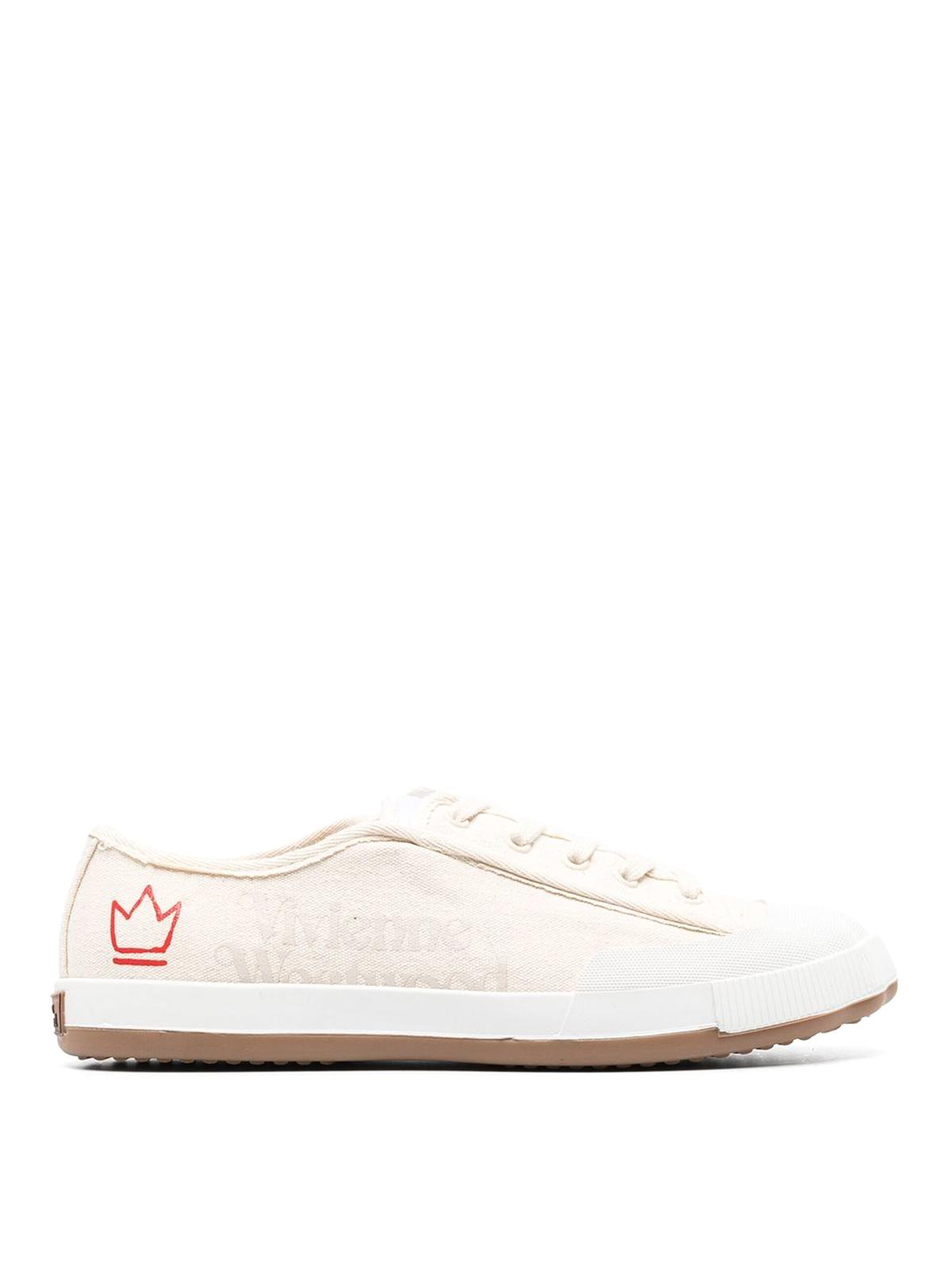 Shop Vivienne Westwood Logo-print Low-top Sneakers In Beige