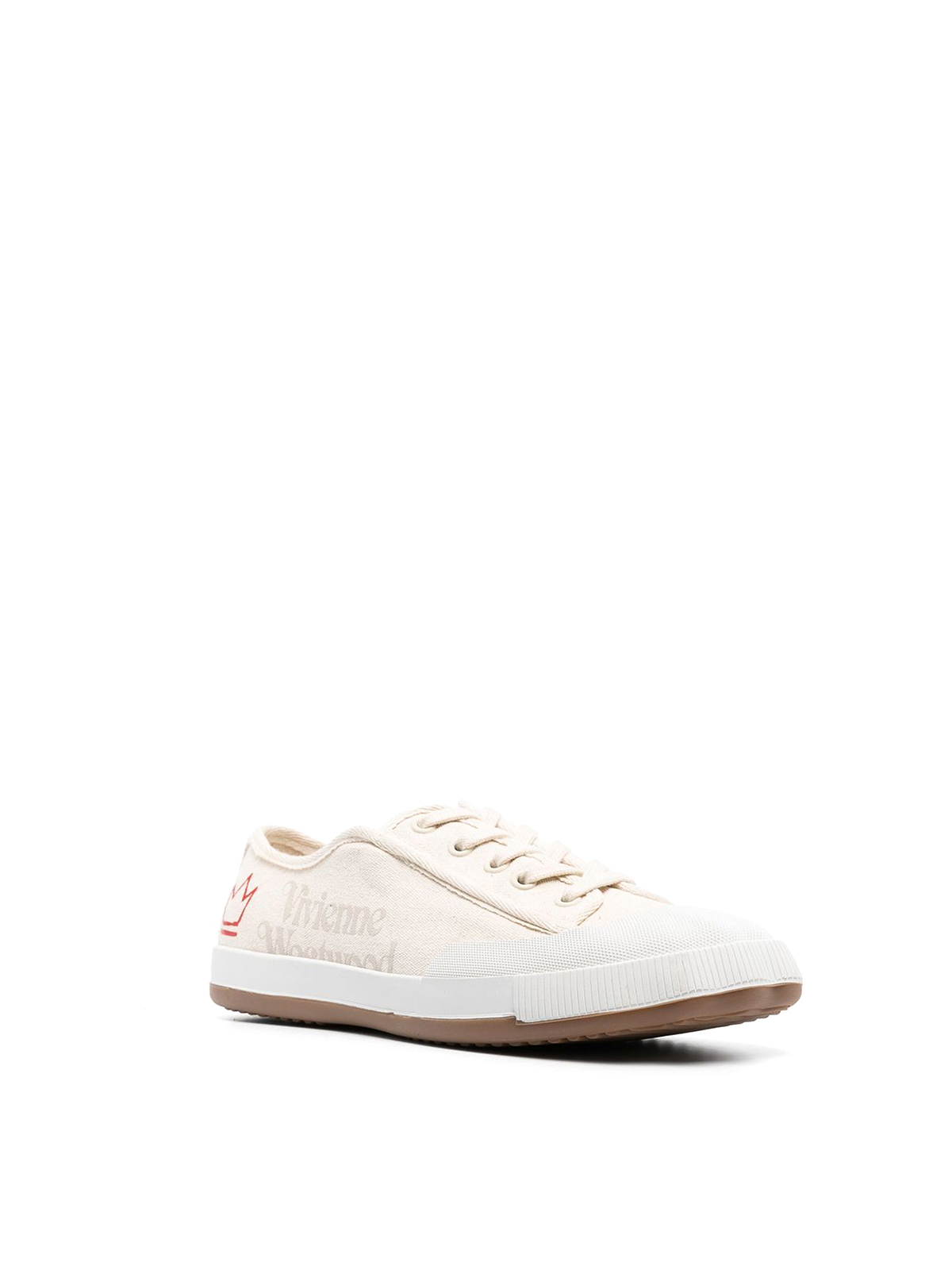 Shop Vivienne Westwood Logo-print Low-top Sneakers In Beige