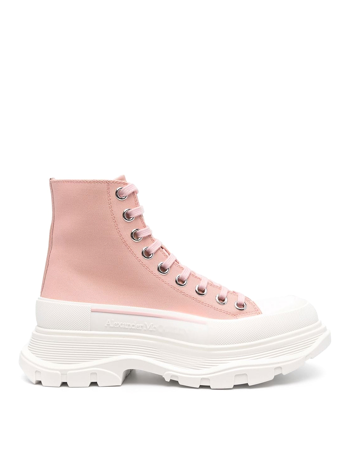 Alexander Mcqueen Canvas Boots With Hight Sole In Pink