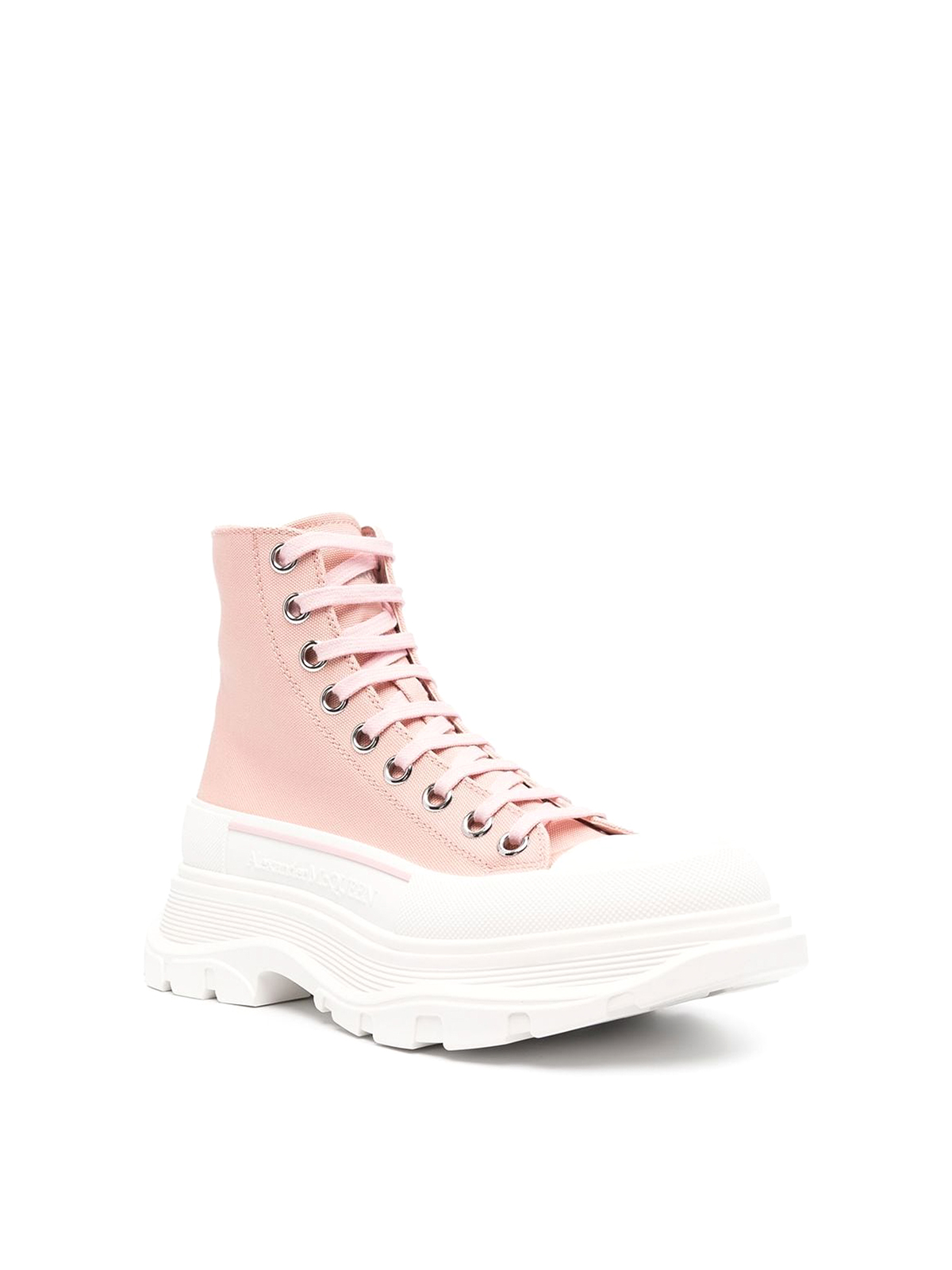 Shop Alexander Mcqueen Canvas Boots With Hight Sole In Pink