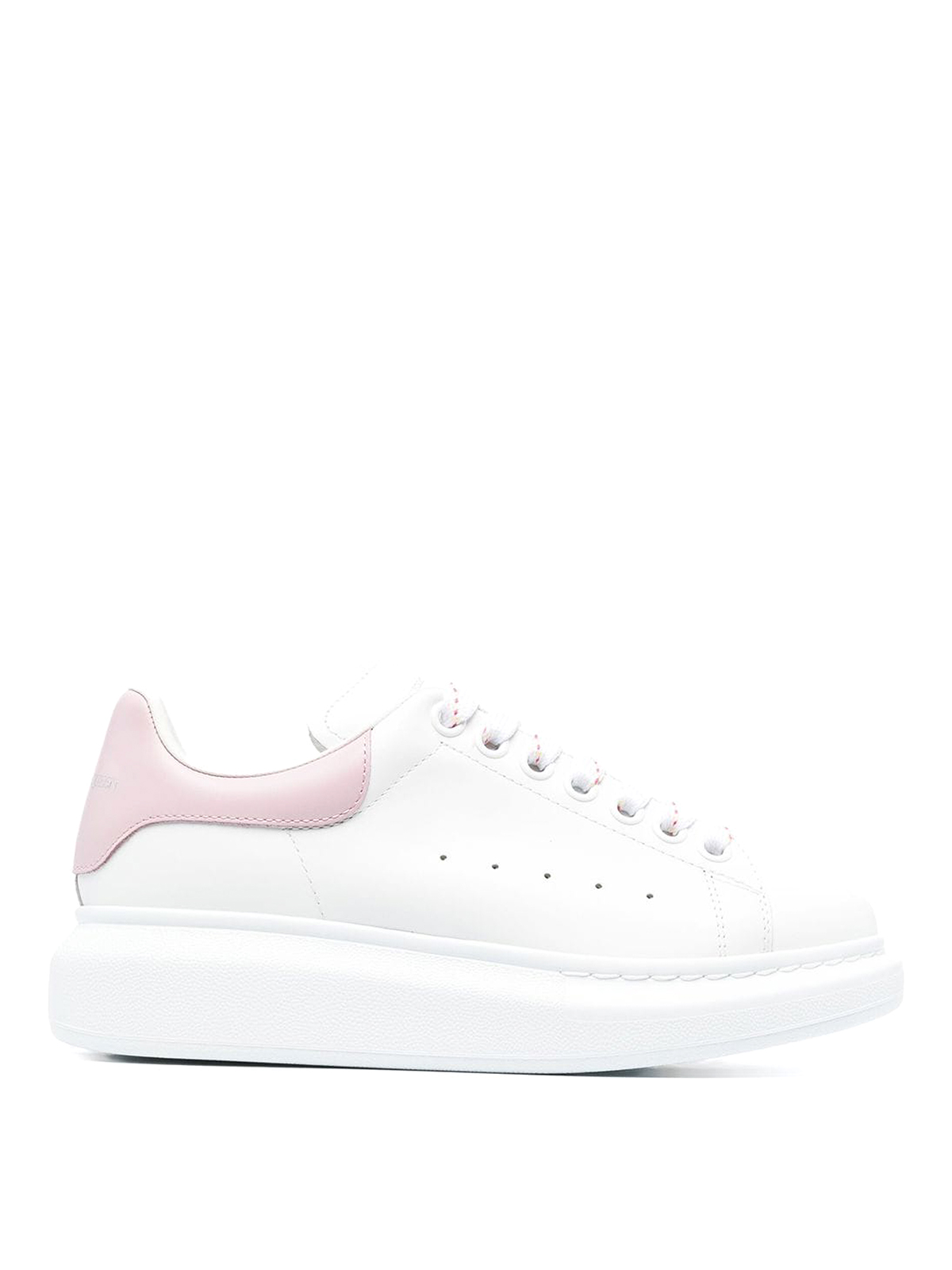 Alexander Mcqueen Leather Sneakers Whth Suede Details In Blanco