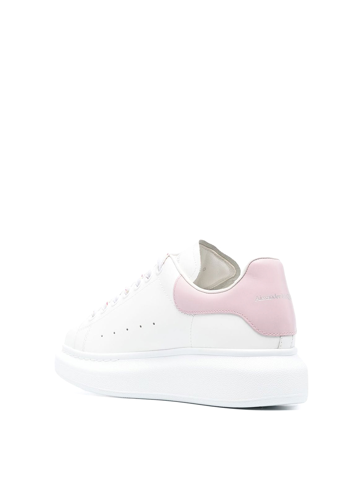Shop Alexander Mcqueen Leather Sneakers Whth Suede Details In Blanco