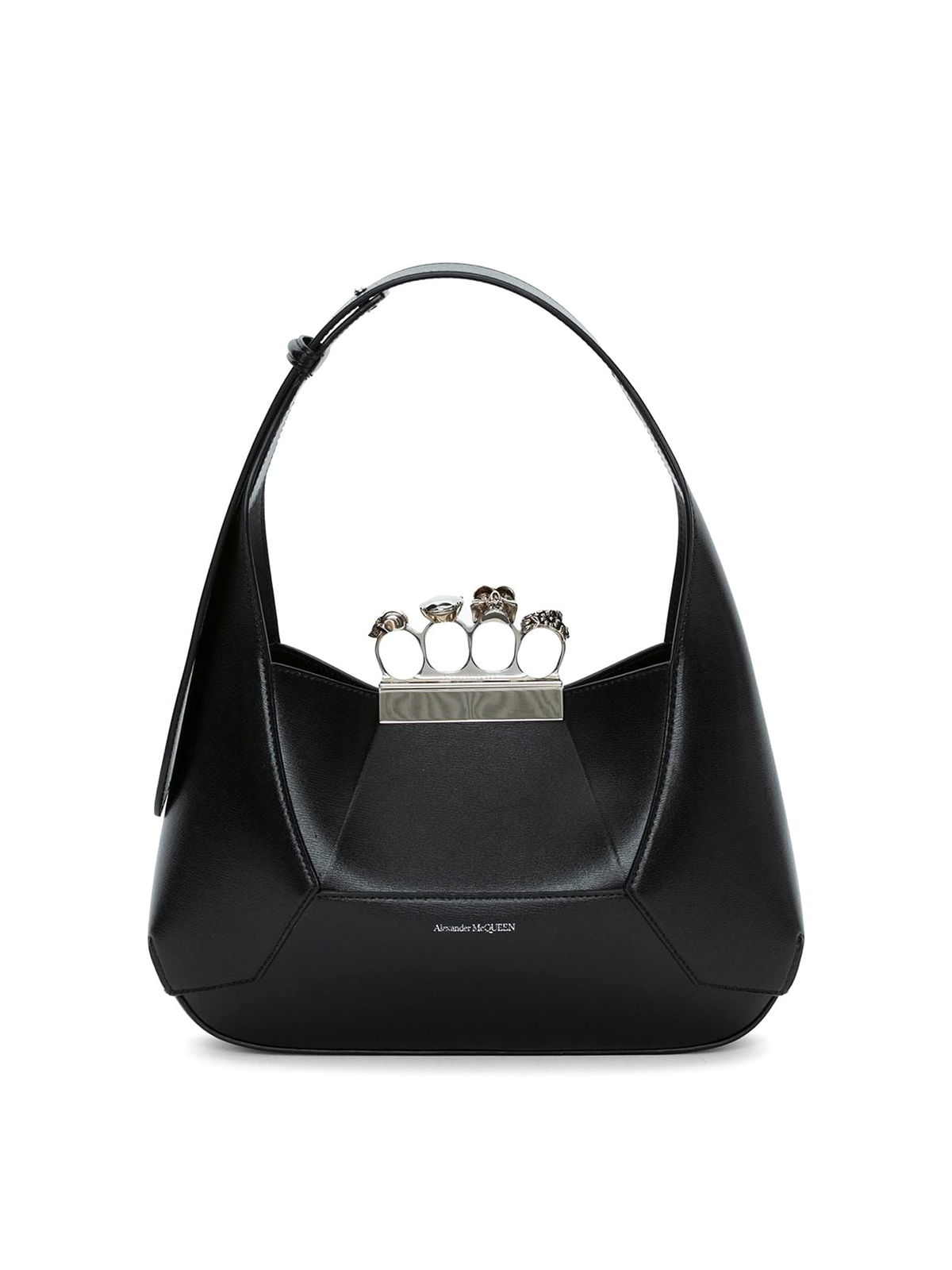 Alexander Mcqueen Four-ring Leather Tote Bag In Black