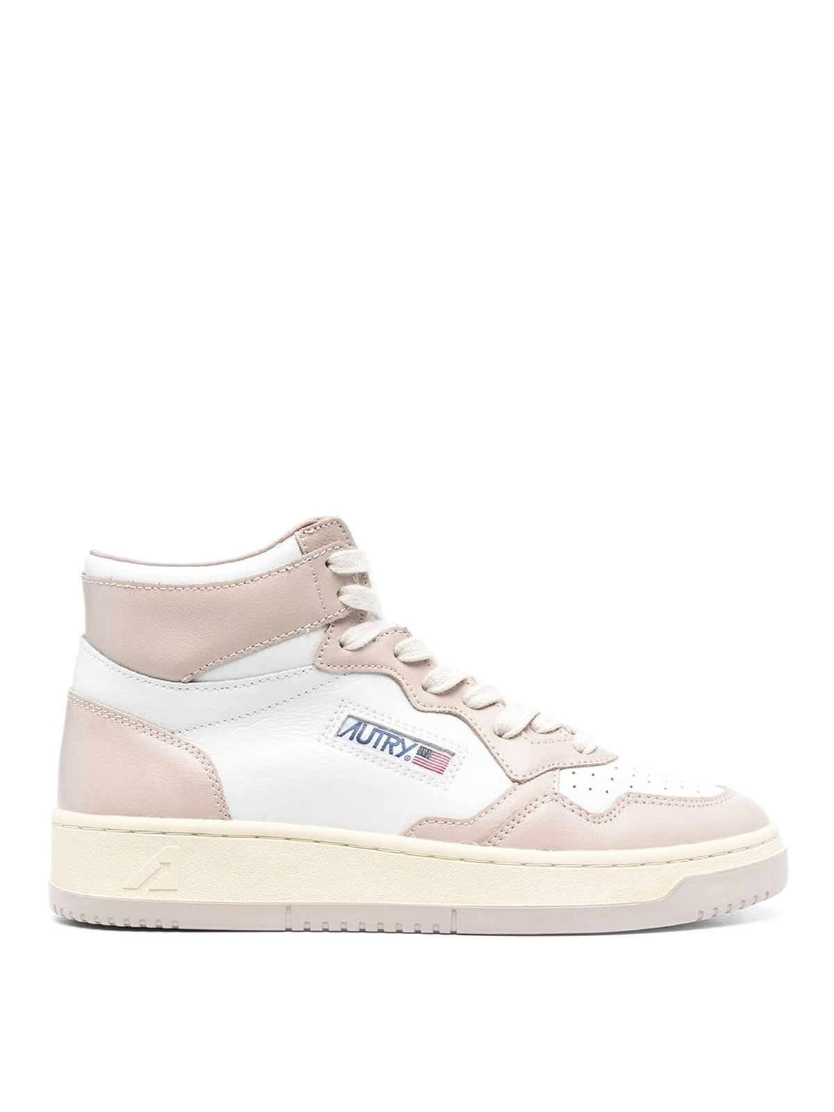 Autry Double Colour Hight Leather Sneakers In Pink