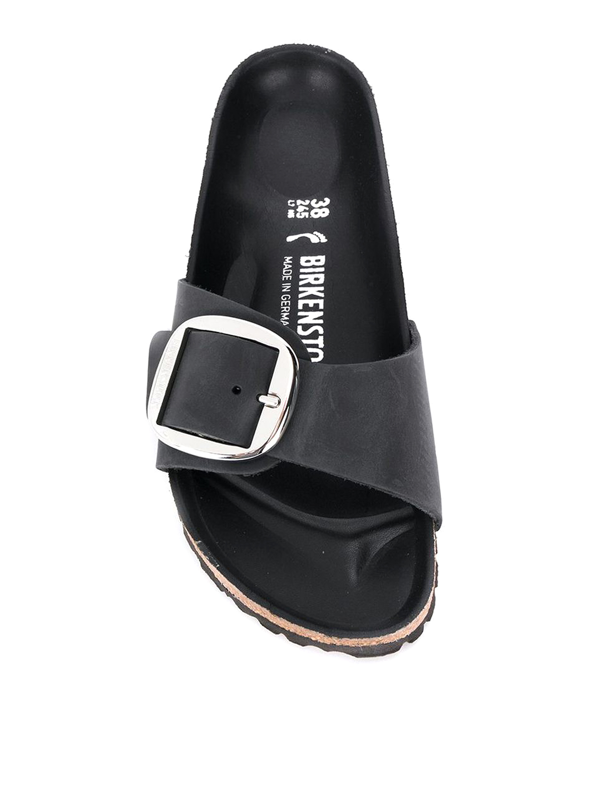 Shop Birkenstock Leather Madrid Oiled Sandals In Black