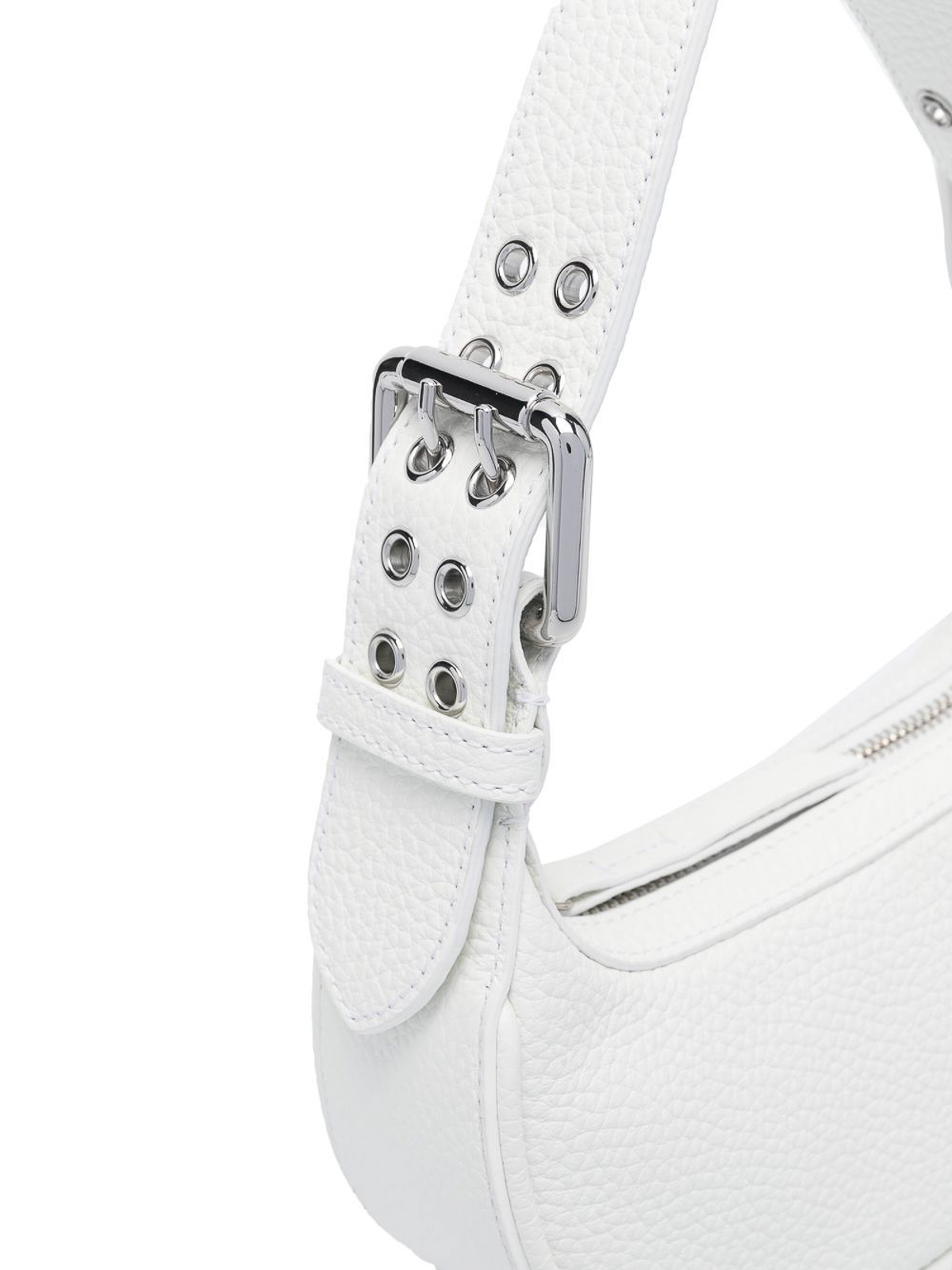 Shop By Far Mini Soho Leather Bag With Hardware In White