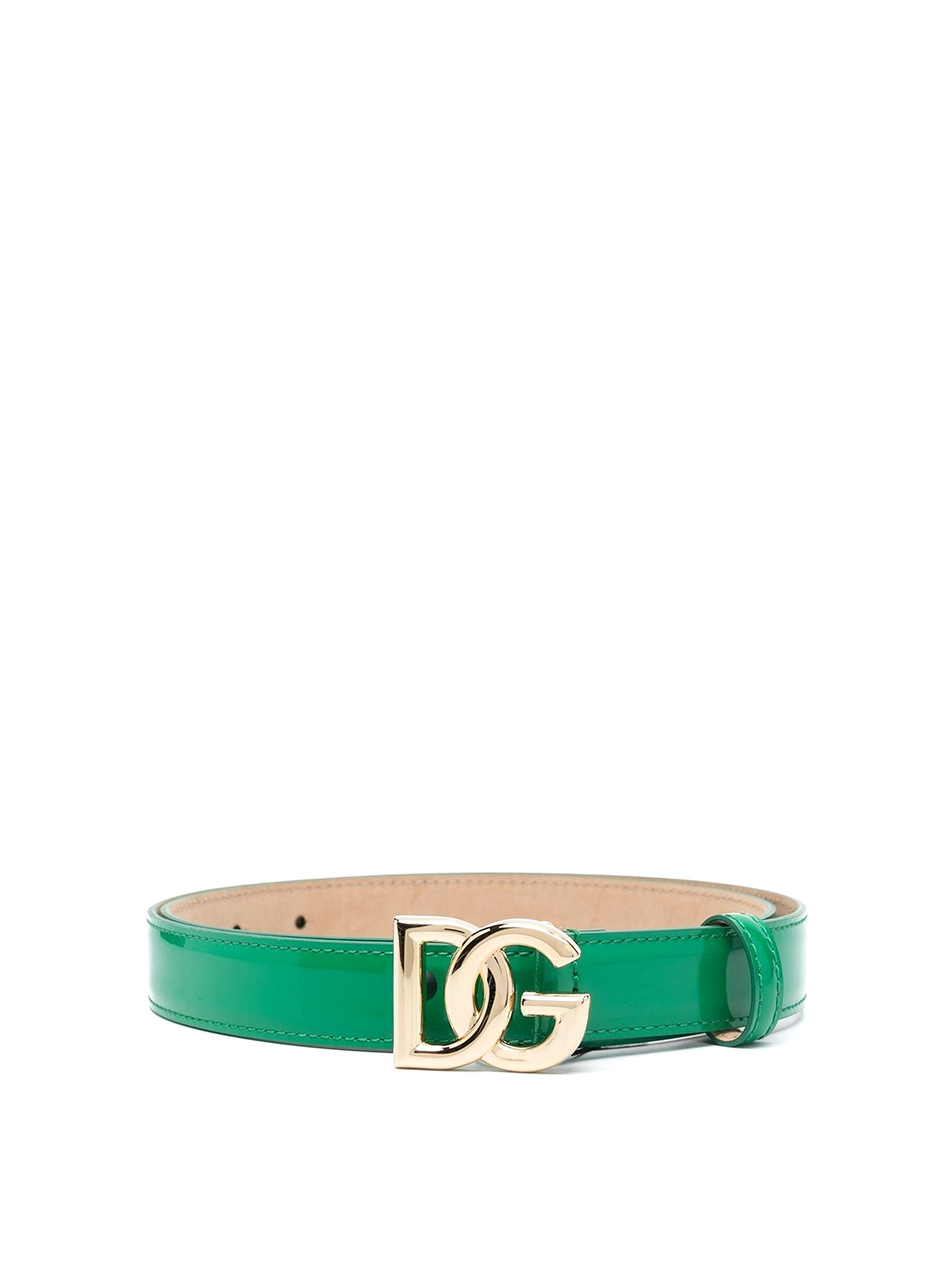 Dolce & Gabbana Logo-buckle Leather Belt In Verde