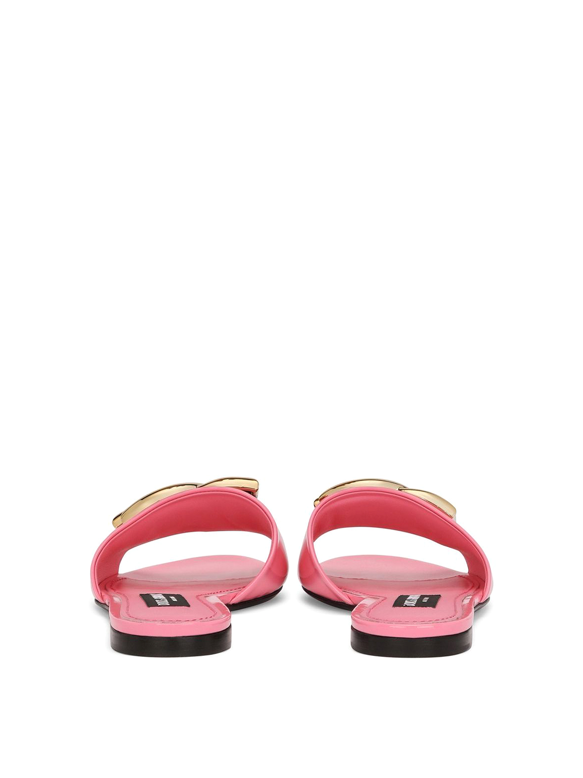 Shop Dolce & Gabbana Logo-plaque Leather Sandals In Pink