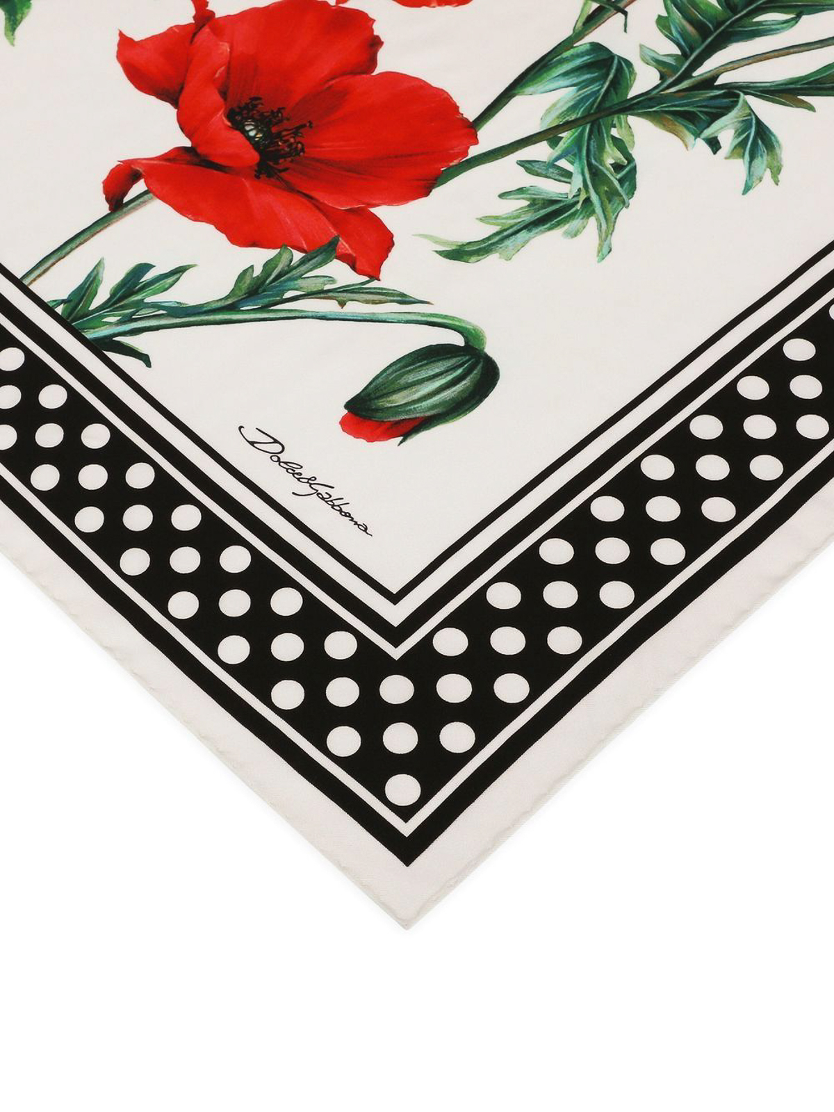 スカーフ Dolce & Gabbana SS25 Silk scarf (FN090RGDCUI HF5IY) Rose and peony-print silk twill foulard (90x90) in Print for