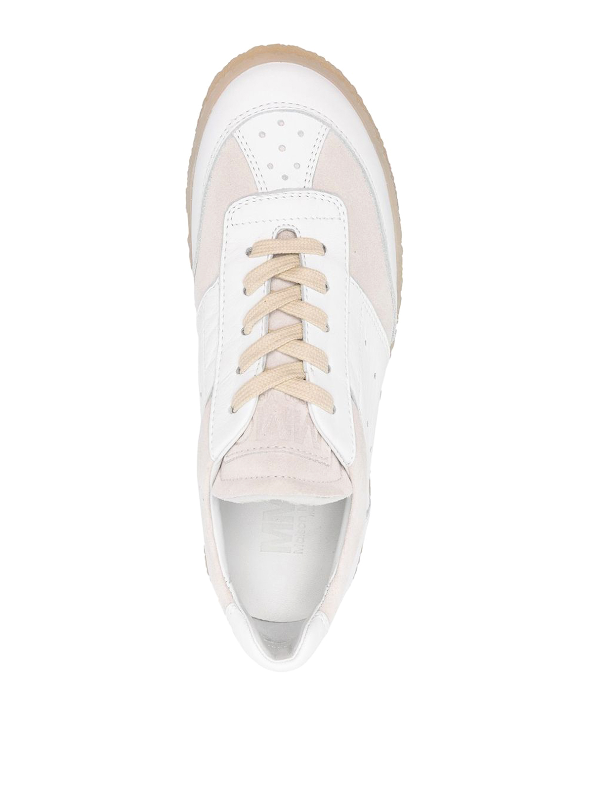Shop Mm6 Maison Margiela Panelled Low-top Sneakers In White