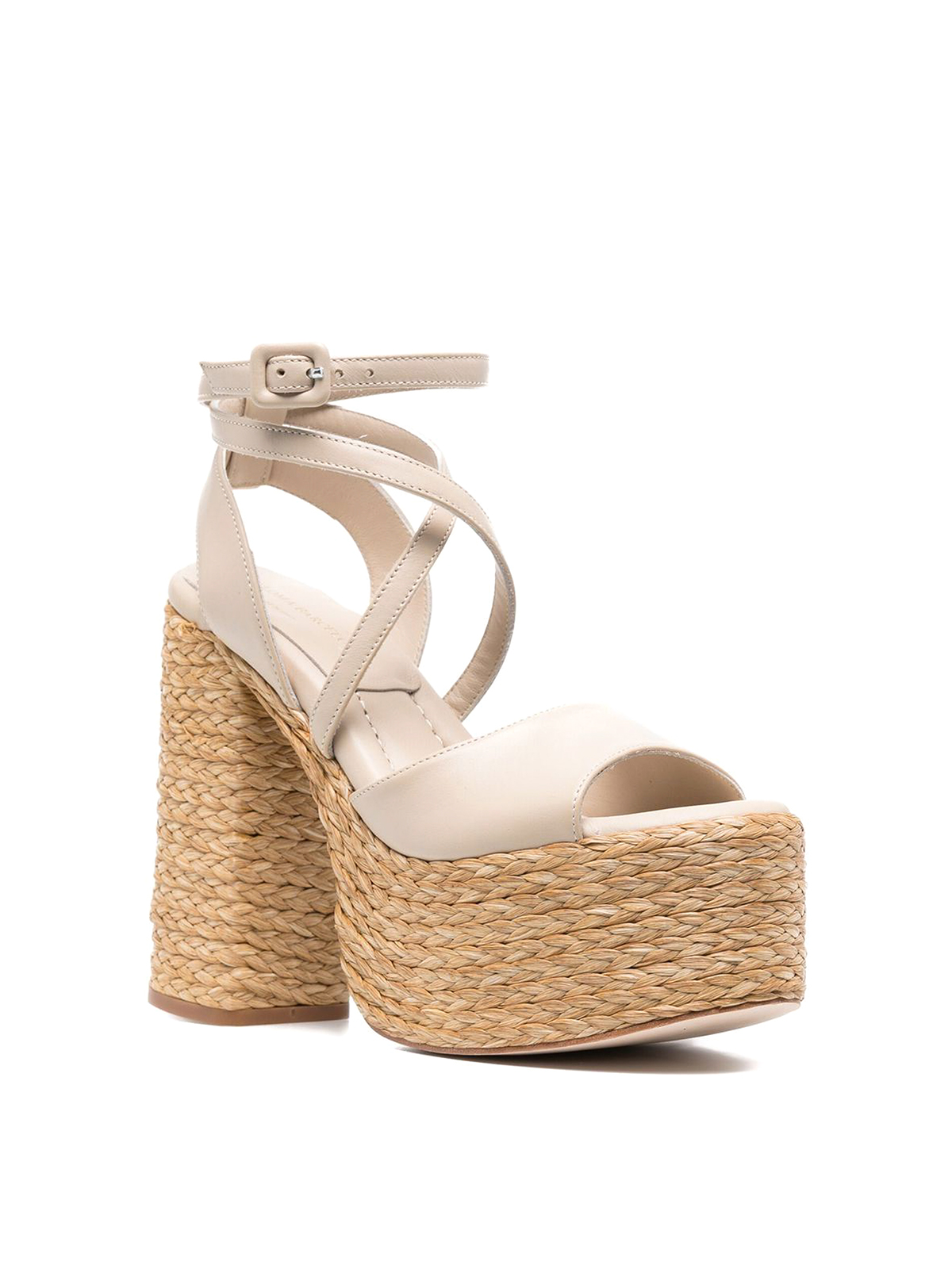 Shop Paloma Barceló Leather Sandalswith Block Heel In White