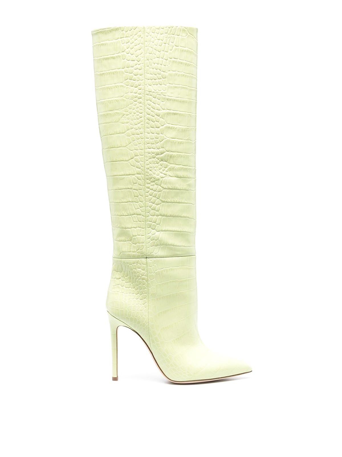 Shop Paris Texas Crocodile-embossed Knee-high Boots In Cream