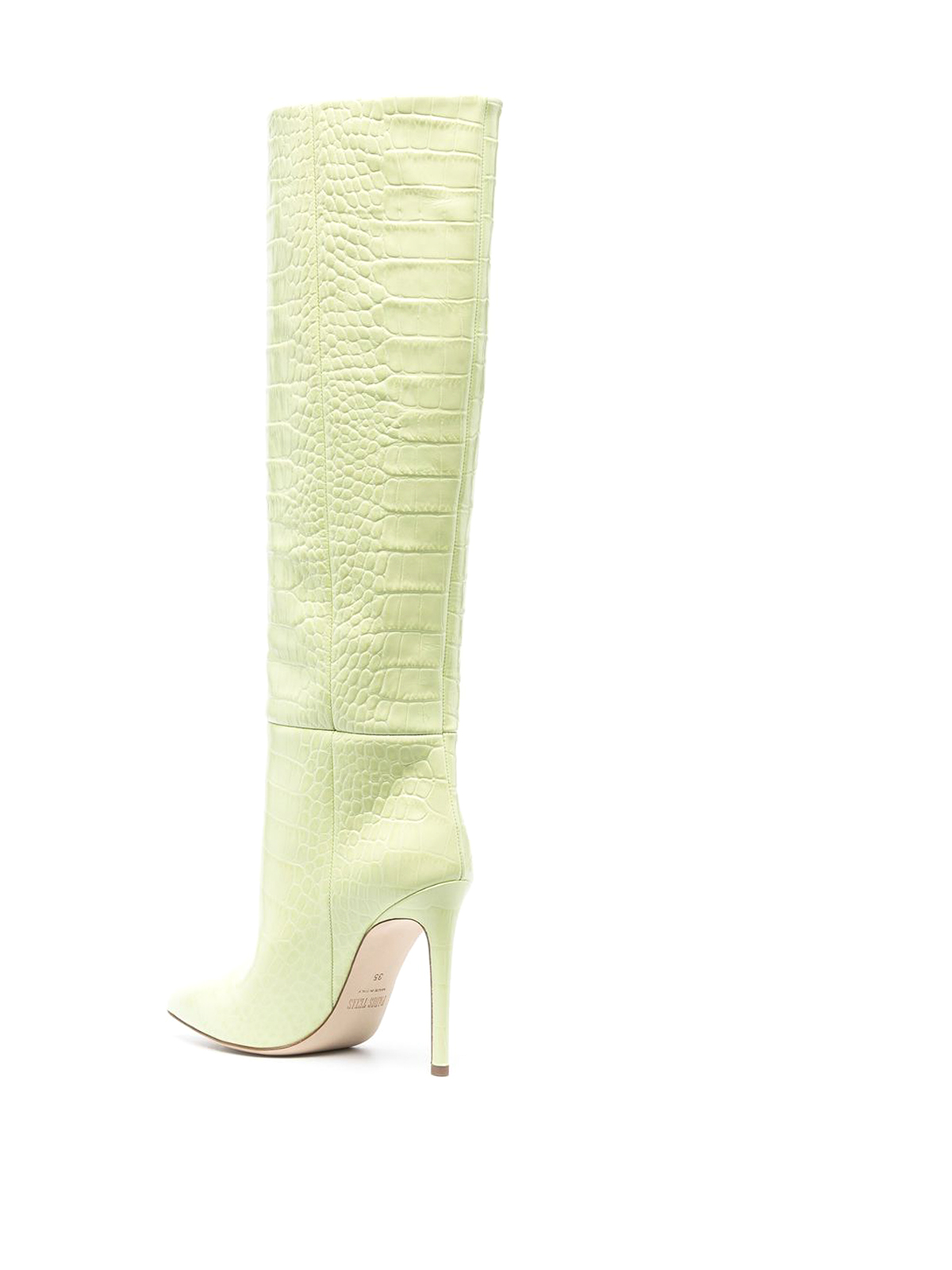 Shop Paris Texas Crocodile-embossed Knee-high Boots In Cream