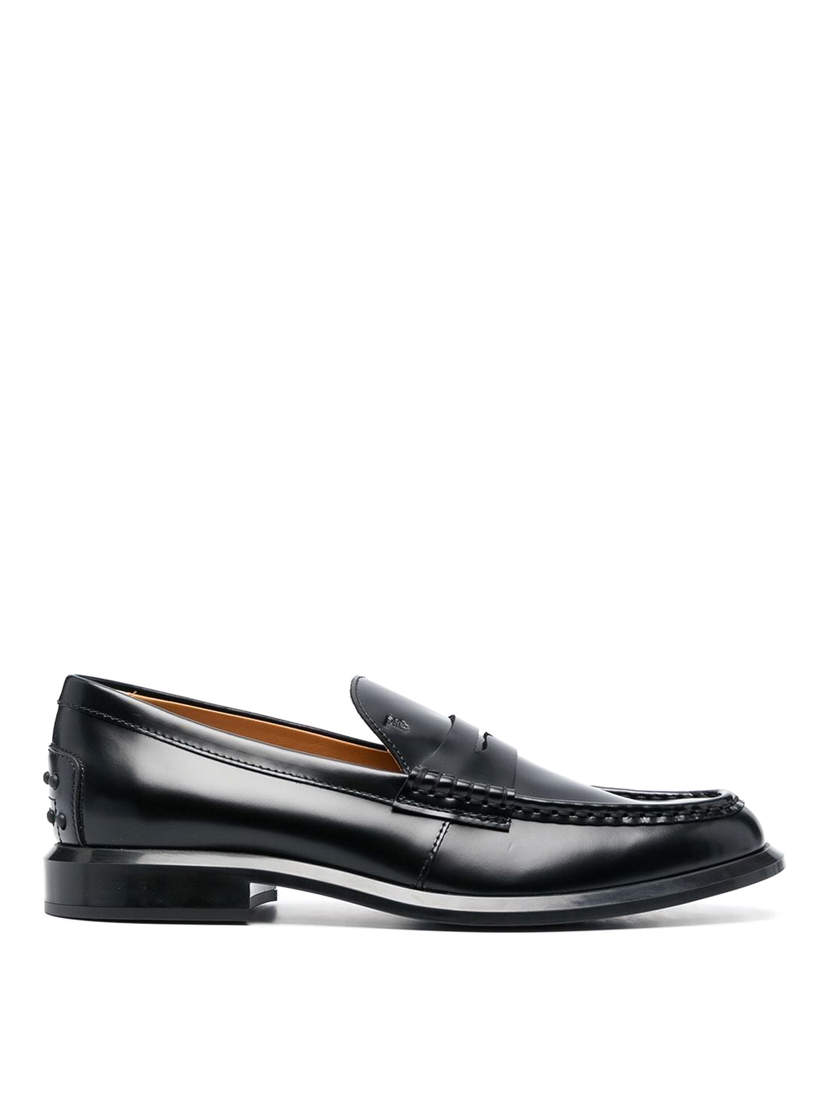 Tod's Penny Leather Loafers In Black