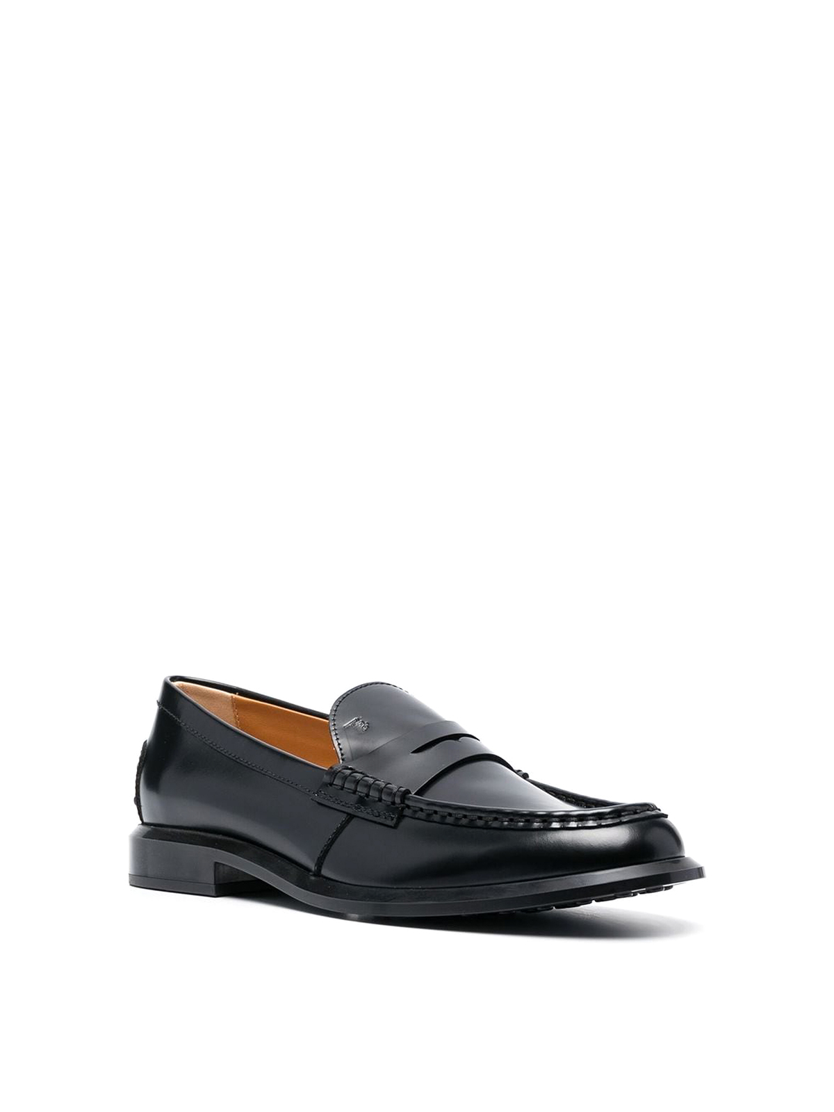Shop Tod's Penny Leather Loafers In Black