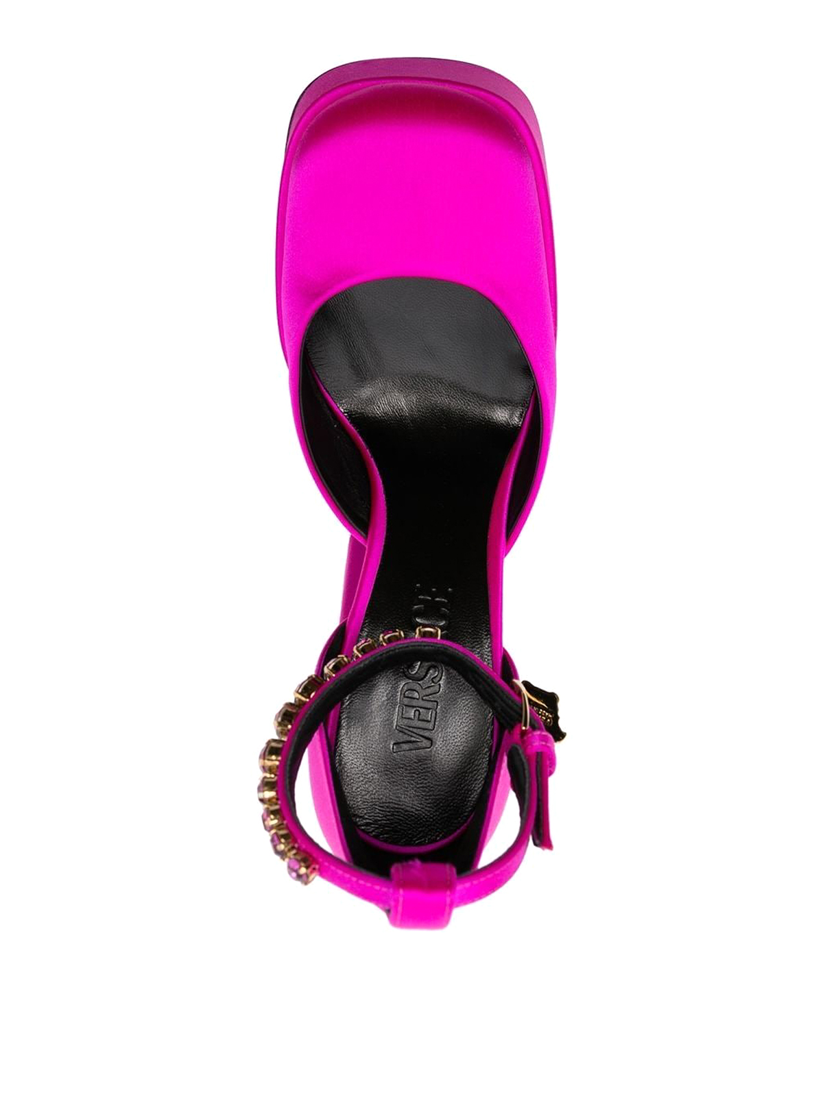 Shop Versace Medusa Satin Sandals In Fuchsia