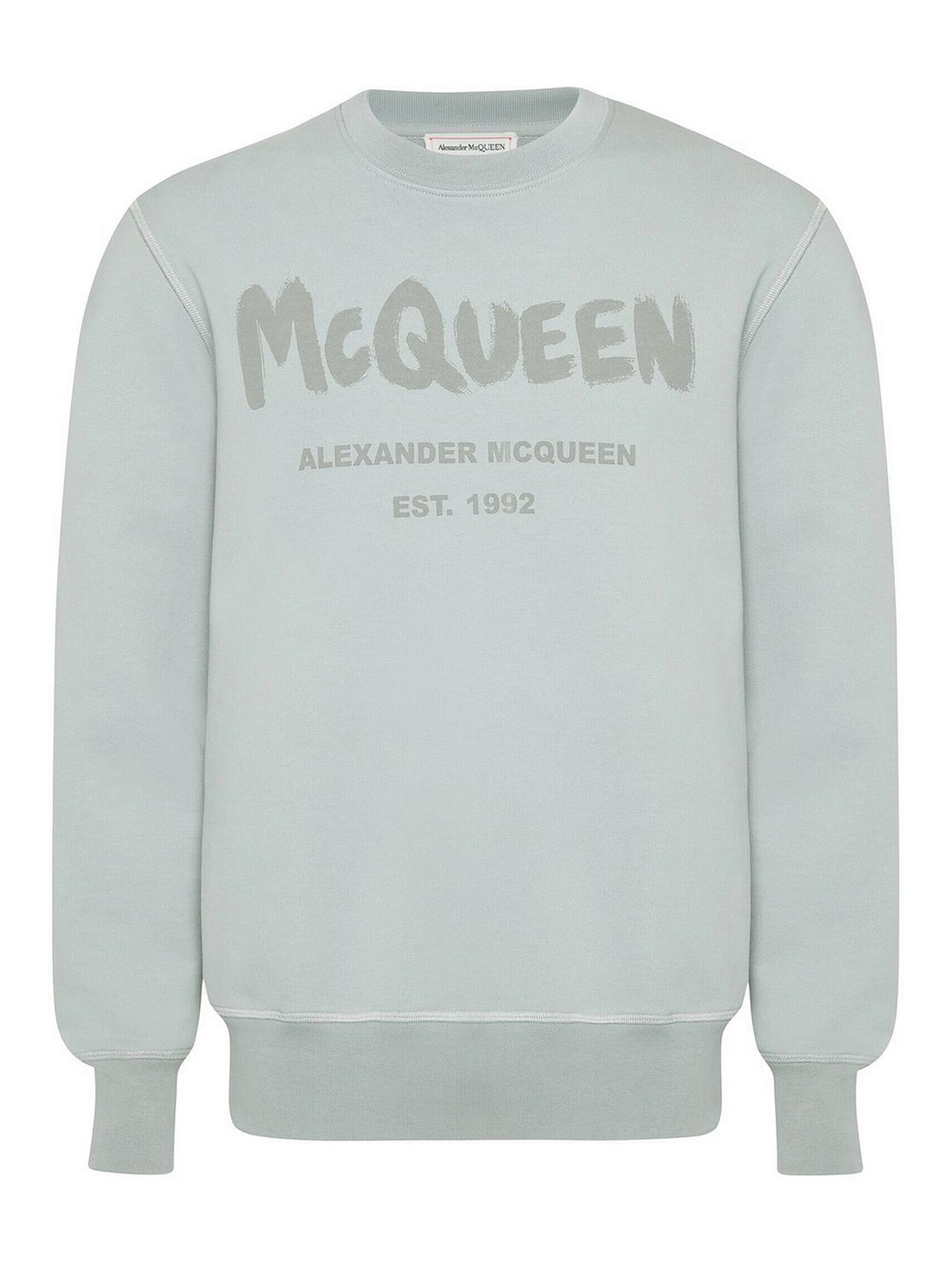 Shop Alexander Mcqueen Graffiti Logo-print Sweatshirt In Grey