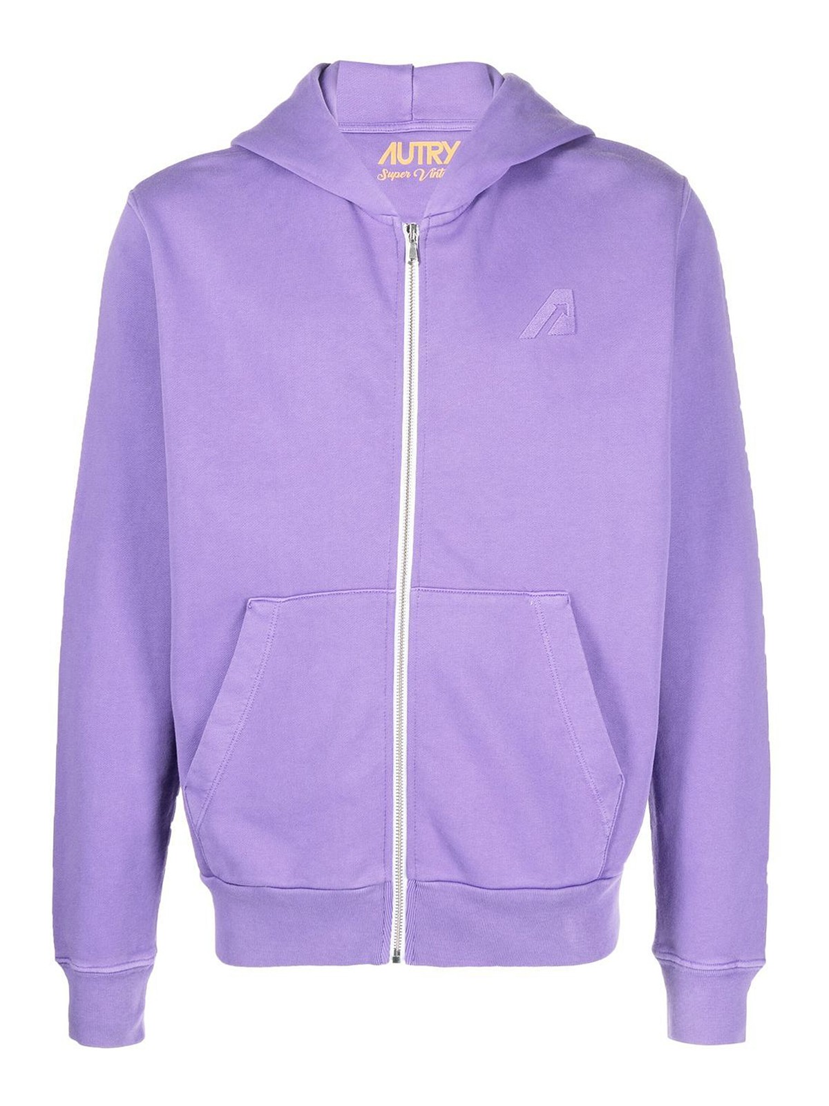 Autry Zipped Cotton Sweatshirts With Hoodie In Purple