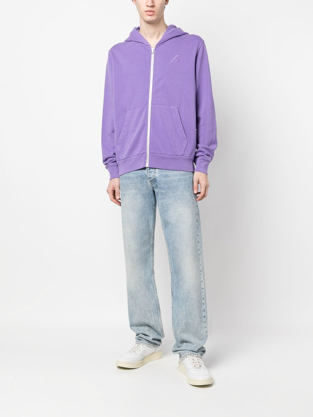 Shop Autry Zipped Cotton Sweatshirts With Hoodie In Purple